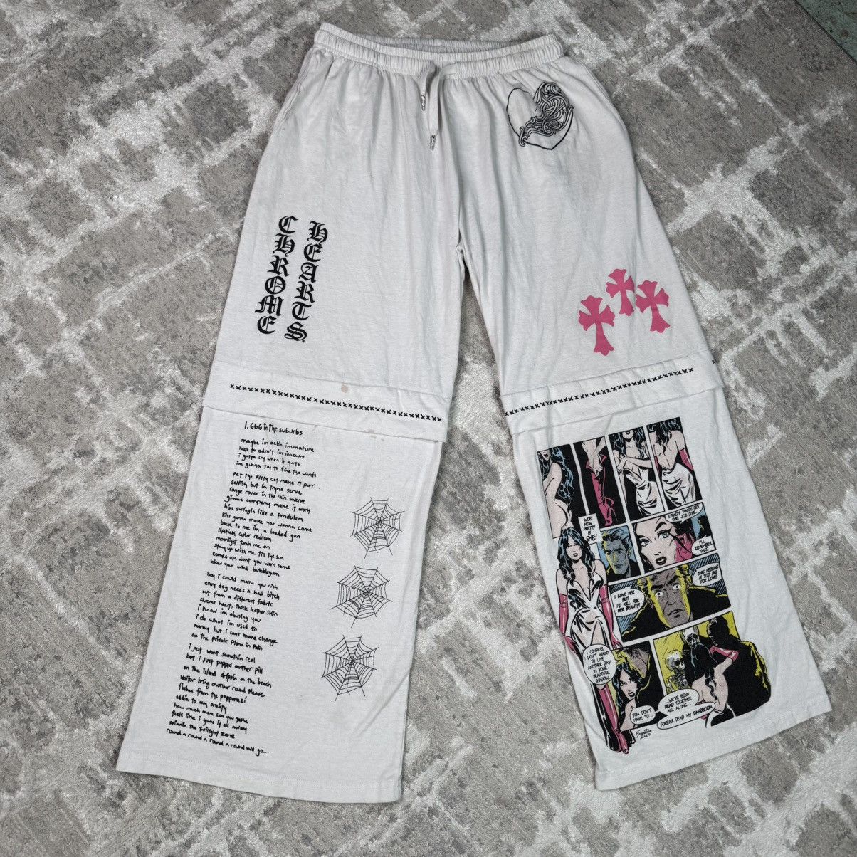Chrome Hearts Deadly doll patchwork sweatpants Size US 34 / EU 50 - 1 Thumbnail