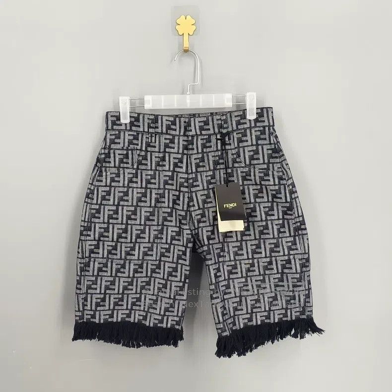 Fendi Fendi Printed Fringe Denim Shorts Size US 31 - 1 Thumbnail