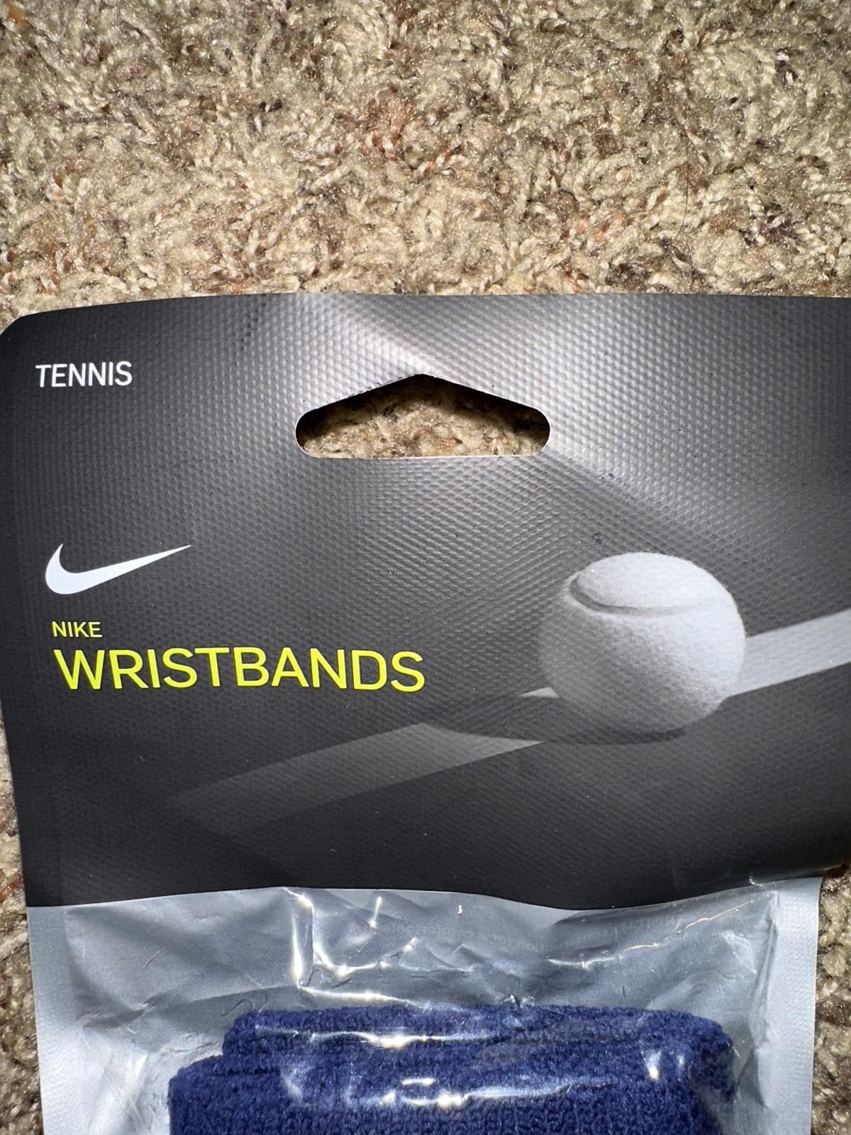 Nike Nike Unisex Double Wide Tennis Blue Wristbands Size ONE SIZE - 3 Thumbnail