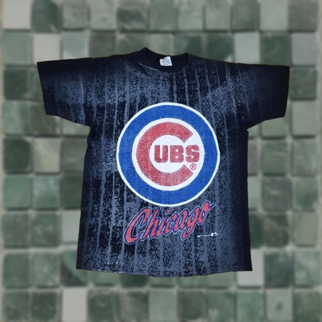 MLB VINTAGE CHICAGO CUBS MLB ALL OVER PRINT BLACK T-SHIRT SZ LARGE MEN Shirt L Black MLB Retro 90s Cubs USA Mens Size US L / EU 52-54 / 3 - 1 Thumbnail