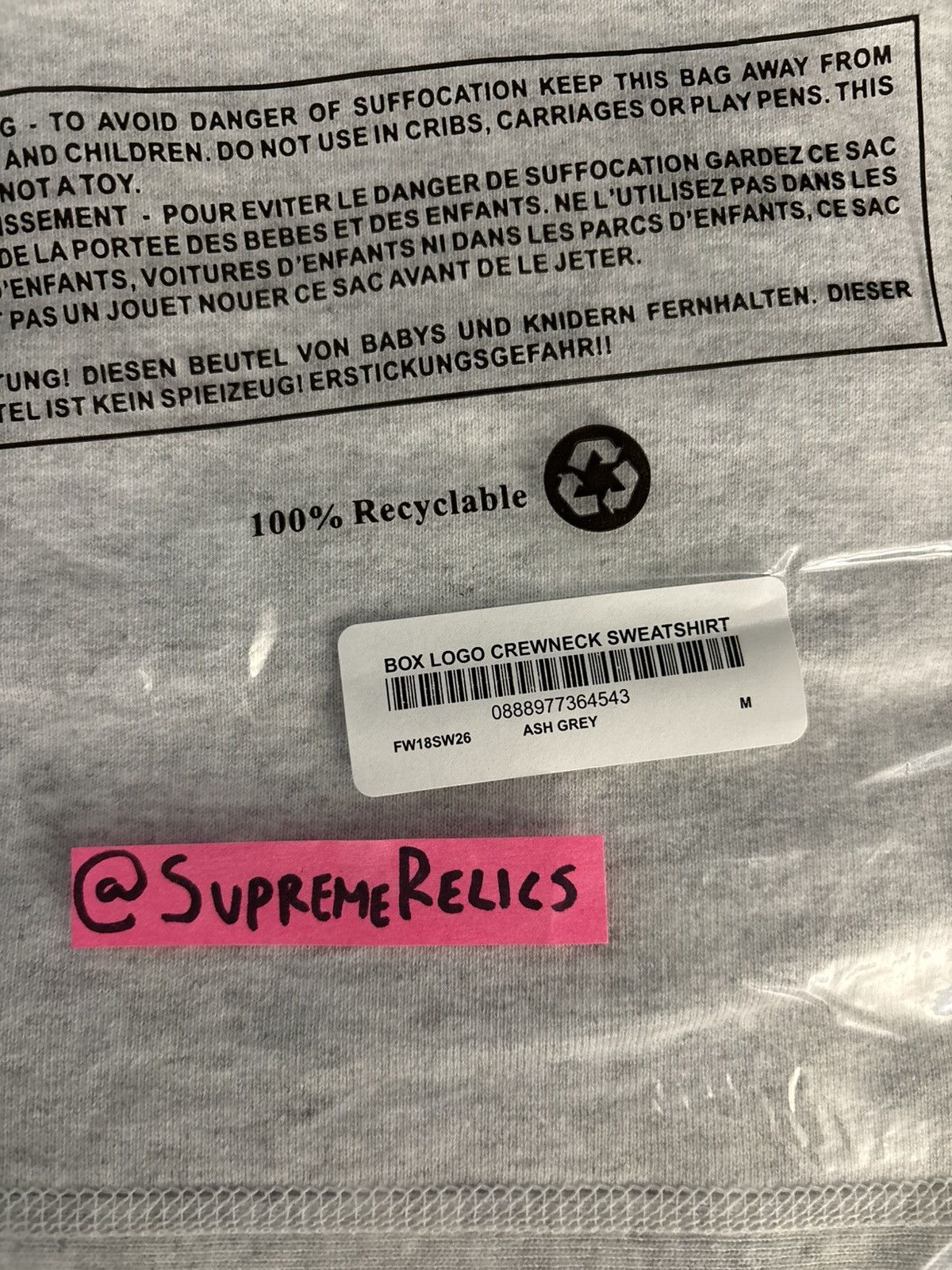 Supreme '18 Ash Grey Box Logo Crewneck Size US M / EU 48-50 / 2 - 3 Thumbnail