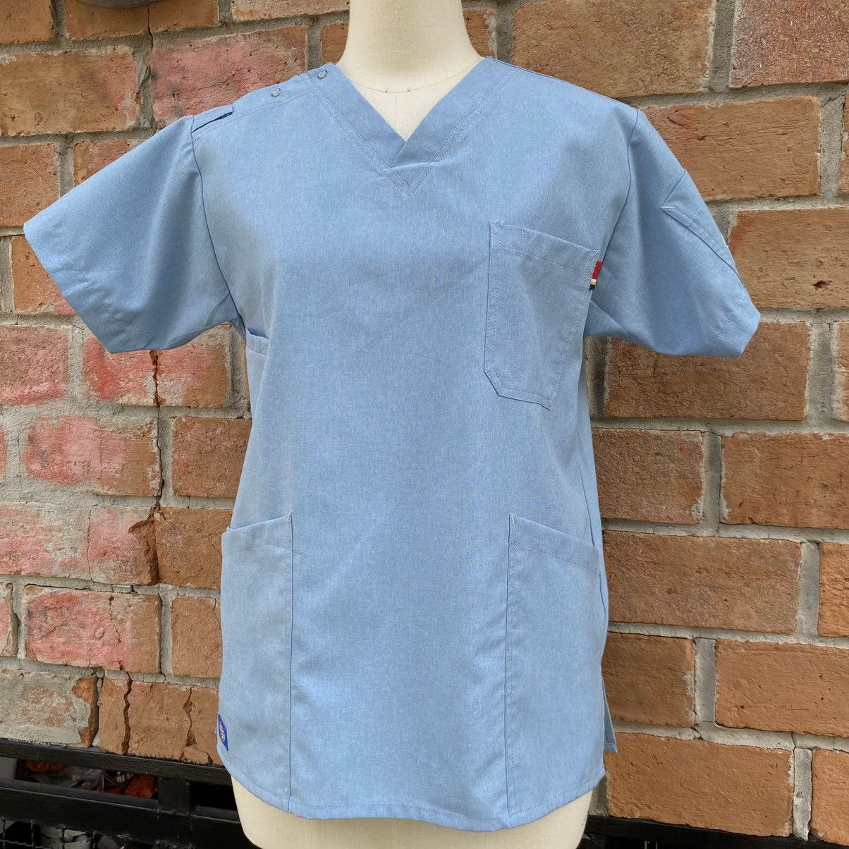 Dickies FOLK Dickles Light Blue V-Neck Scrub Top – Dickies Workwear Size S / US 4 / IT 40 - 7 Thumbnail