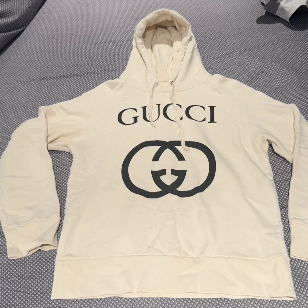 Gucci Gucci Interlocking G Logo Hoodie Off-White Size US L / EU 52-54 / 3 - 1 Thumbnail