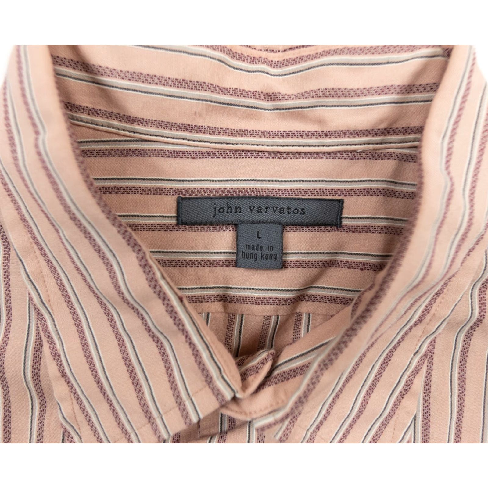 John Varvatos VINTAGE John Varvatos Shirt Mens Large Pink Button Down Long Sleeve Collared Striped Size US L / EU 52-54 / 3 - 5 Thumbnail