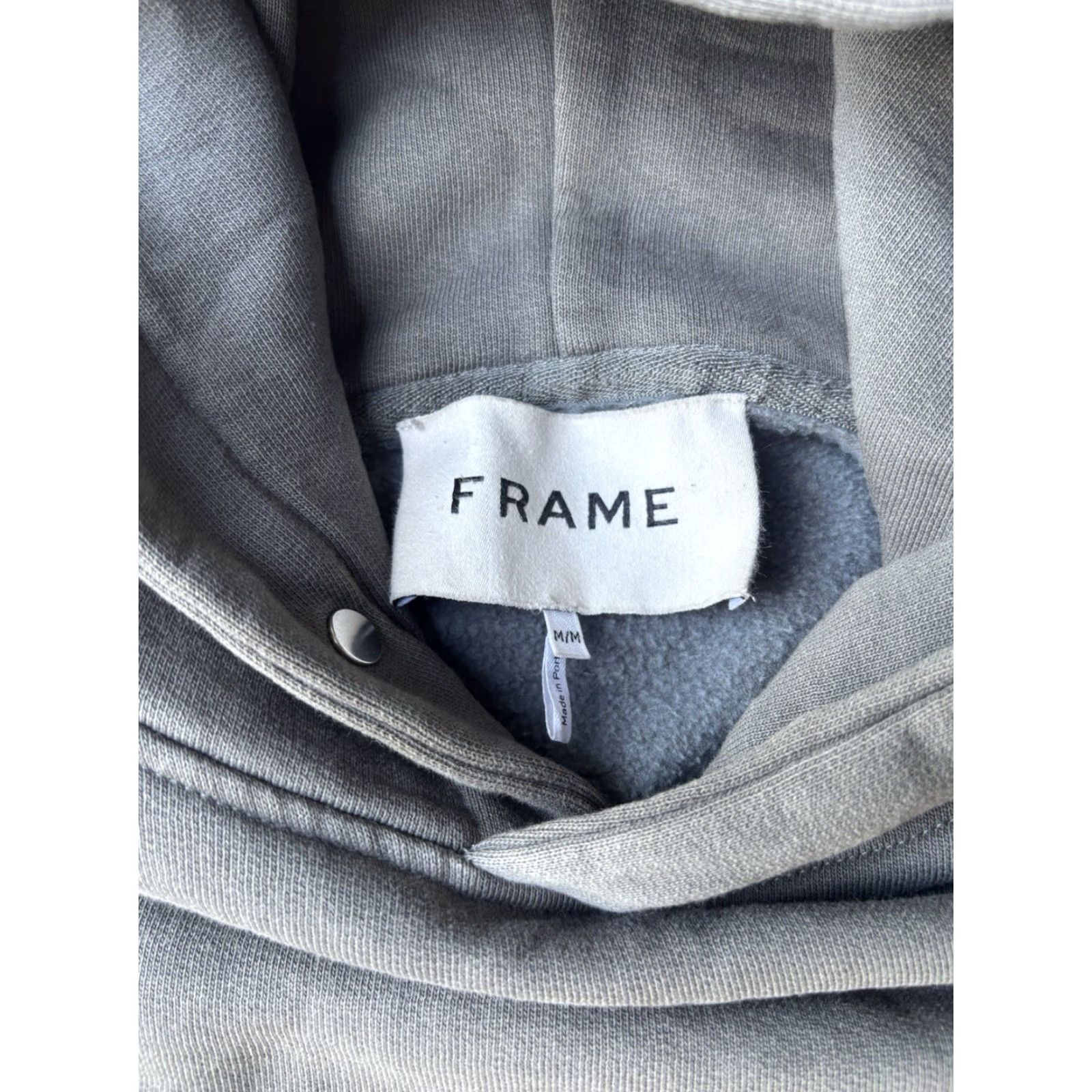 Frame VINTAGE FRAME Embroidered Pullover Hoodie Women Medium Gray Cement FRM Logo Hoodie, Crew Neck, Long Sleeve, Cotton, Activewear, Logo, Designer, 90s? Size M / US 6-8 / IT 42-44 - 2 Thumbnail