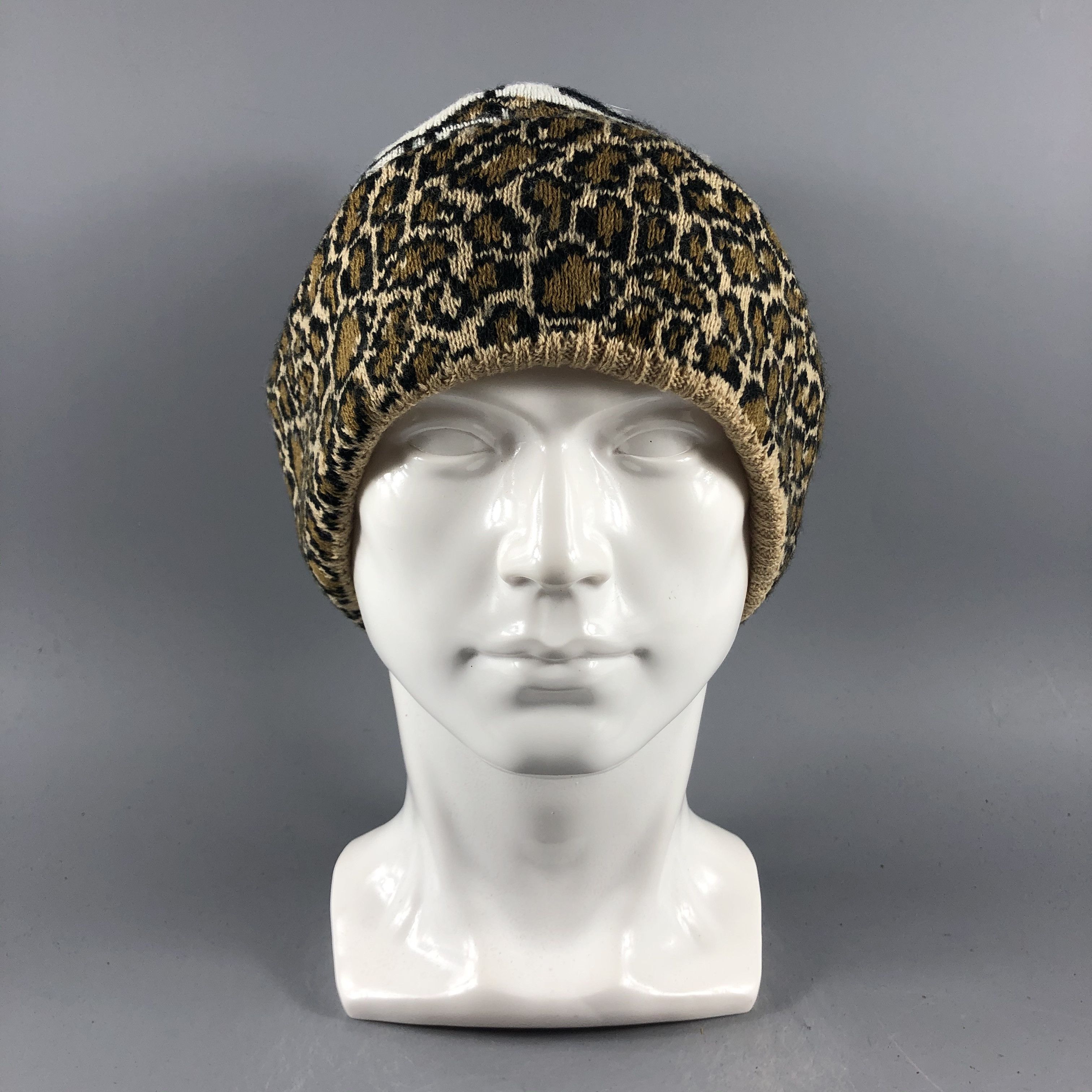 Vintage Leopard Beanie Snow Hat Snow Cap -D091 Size ONE SIZE - 5 Thumbnail