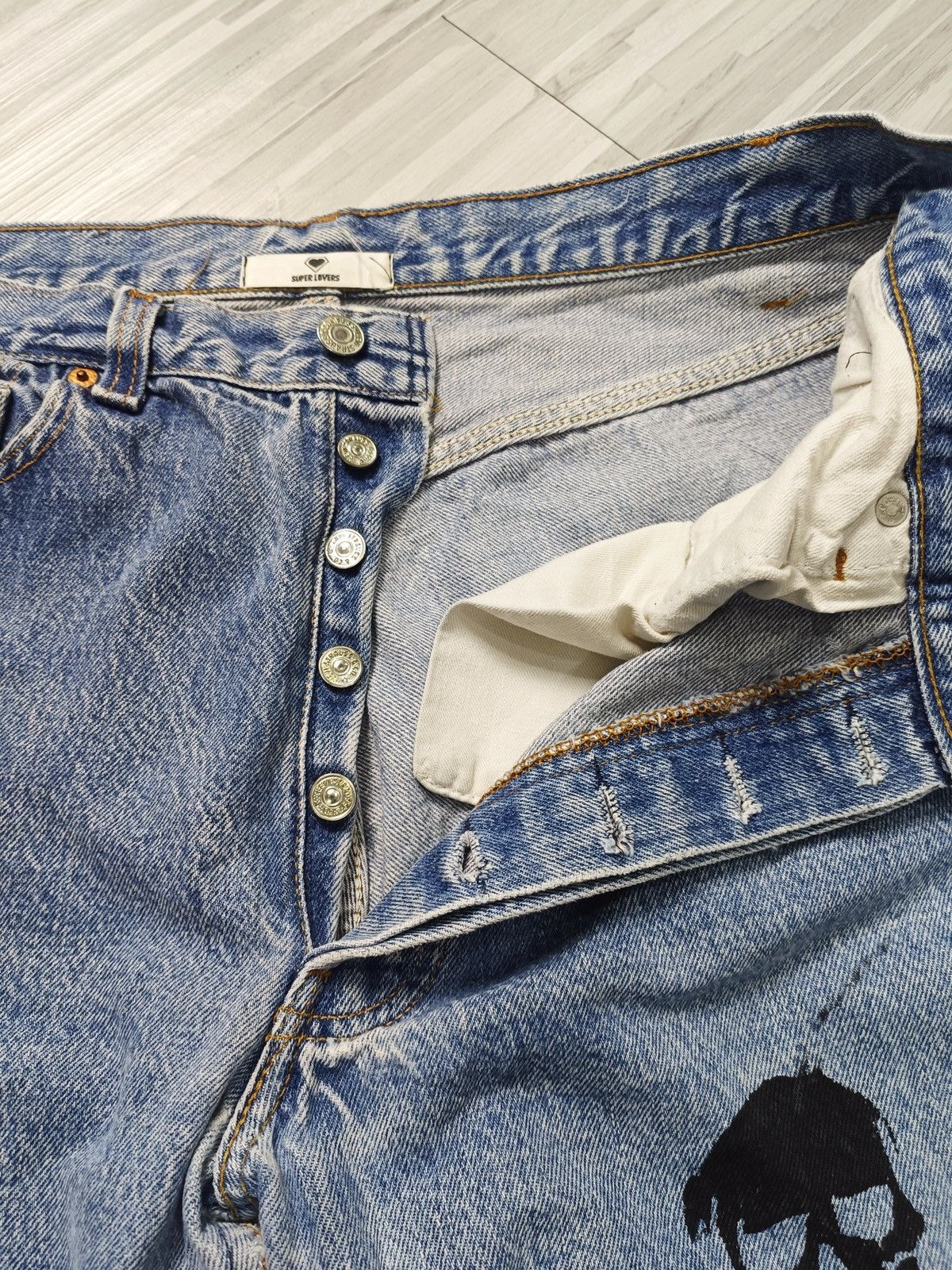 Japanese Brand × Jean × Vintage SUPERLOVERS jeans skull print Size US 32 / EU 48 - 9 Thumbnail