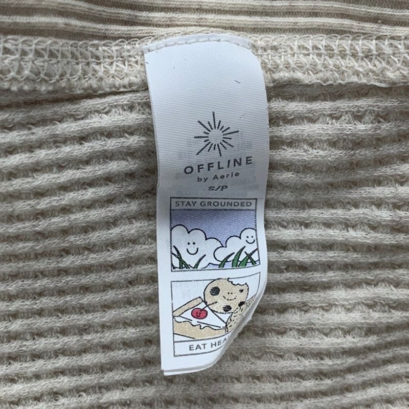 American Eagle Outfitters New Offline Aerie Off White Waffled Long Sleeve Sweatshirt Size S / US 4 / IT 40 - 4 Thumbnail