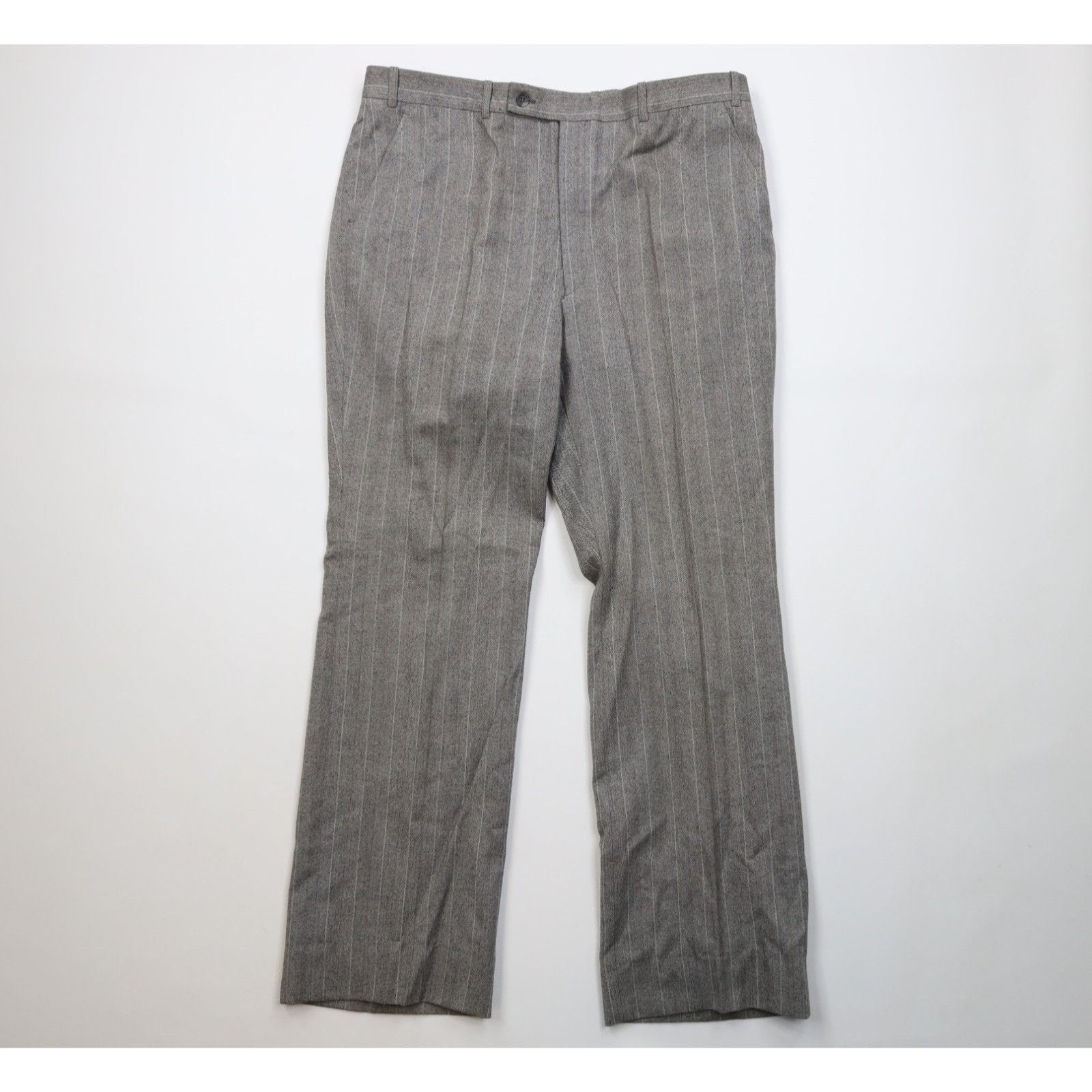 Vintage Vintage 70s Heavy Wool Herringbone 3 Piece Suit Wedding Size 44L - 17 Thumbnail