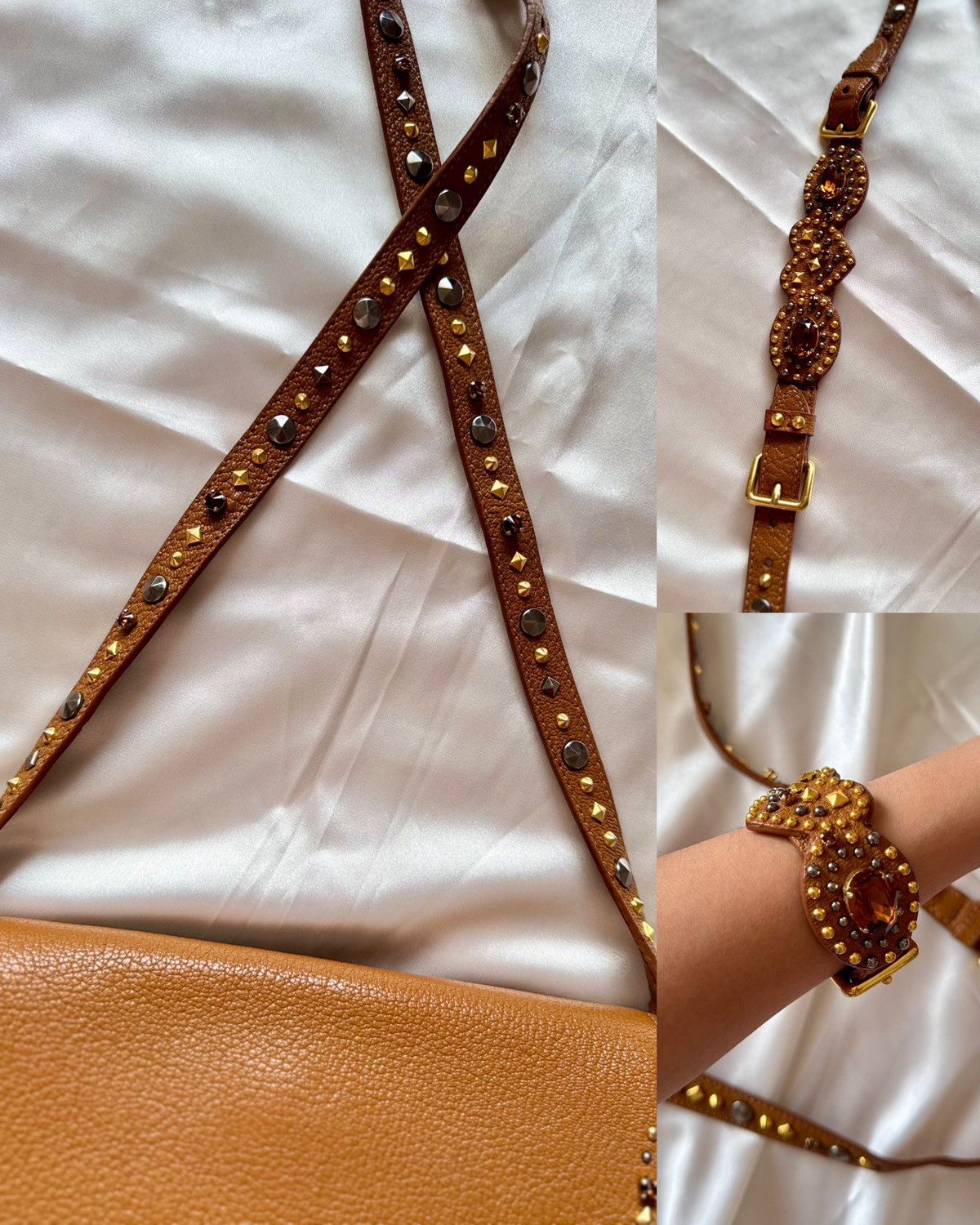Miu Miu Authentic MIU MIU Madras Brown Crystals Crossbody Sling Bag Size ONE SIZE - 14 Thumbnail