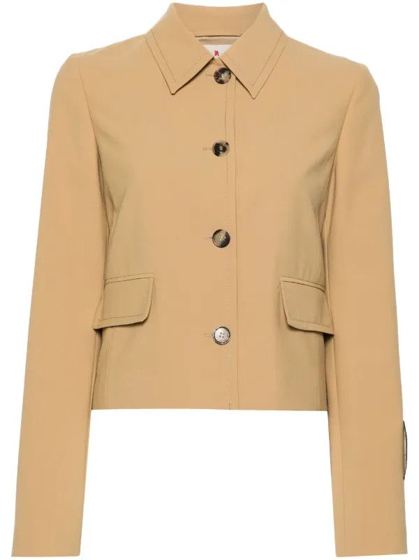 Marni o1s22i1n0525 Short Wool Blend Jacket in Beige Size M / US 6-8 / IT 42-44 - 1 Thumbnail