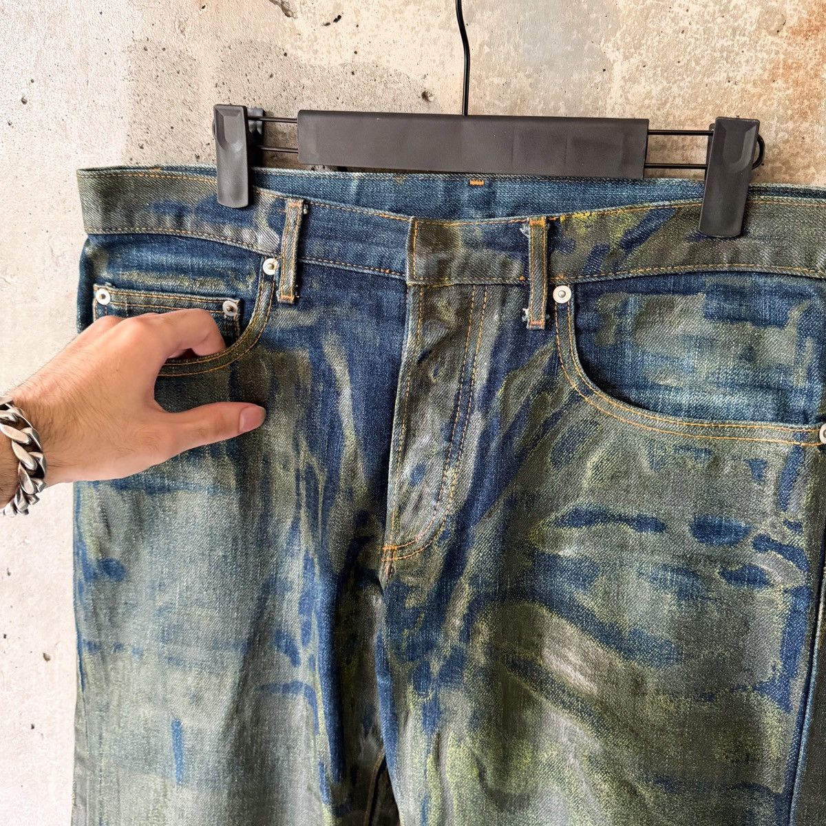 Dior Dior Homme Hedi Era AW03 “Luster” RUNWAY MIJ Green Wax Denim Size US 33 - 8 Thumbnail