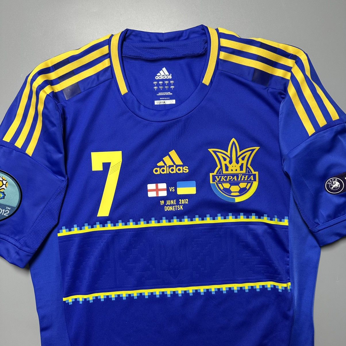 Adidas UKRAINE ADIDAS TECHFIT 2012 EURO SOCCER JERSEY #7 SHEVCHENKO Size US L / EU 52-54 / 3 - 4 Thumbnail