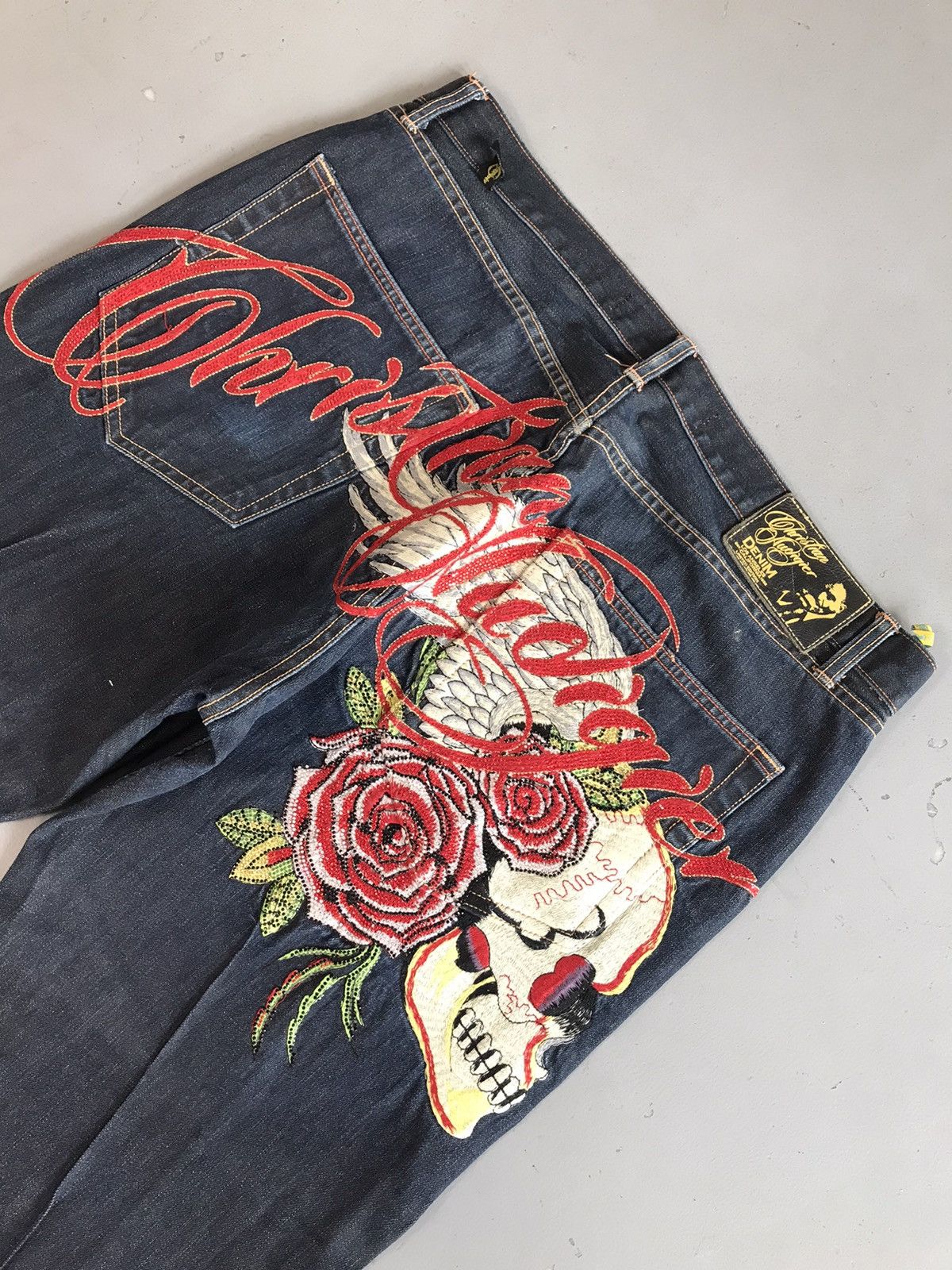 Christian Audigier × Designer × Vintage Vintage Christian Audigier Ed hardy crazy embroidered denim Size US 39 - 10 Thumbnail