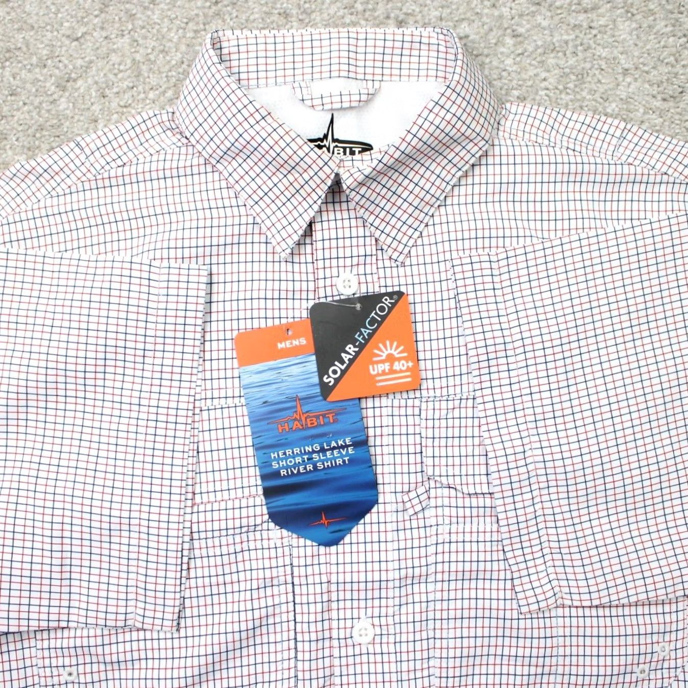 Habitat Habit Shirt Mens Small Red Button-Up Shirt with Pocket Short Sleeve Check Pattern Vintage No Size US S / EU 44-46 / 1 - 2 Thumbnail