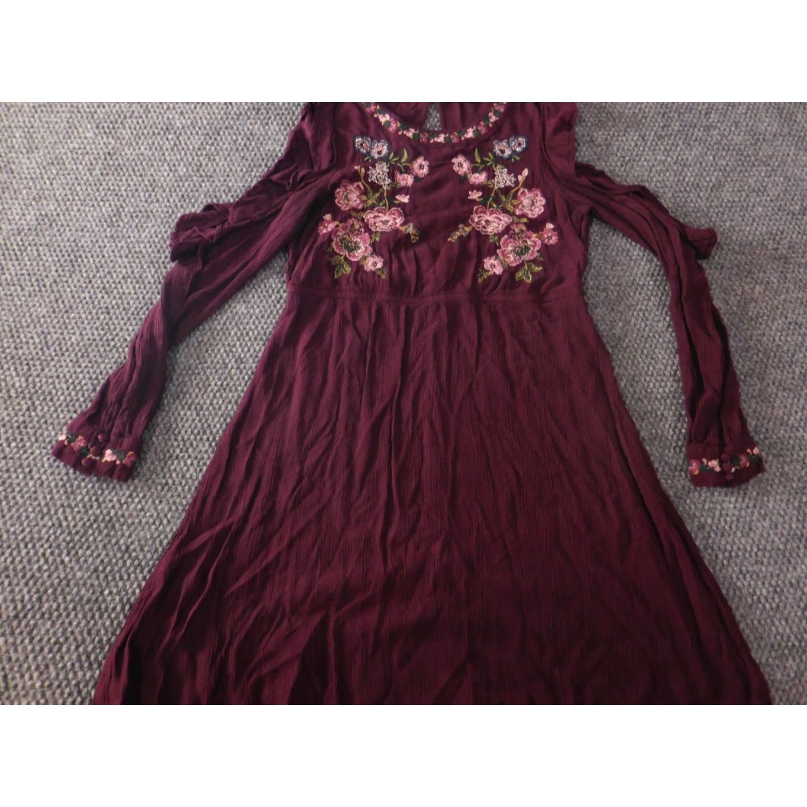 American Eagle Outfitters American Eagle Outfitters Womens Dress A-Line XS Floral Off the Shoulder Knee Length Red Blue Raglan Sleeve Long Sleeve 0? Size XS / US 0-2 / IT 36-38 - 3 Thumbnail