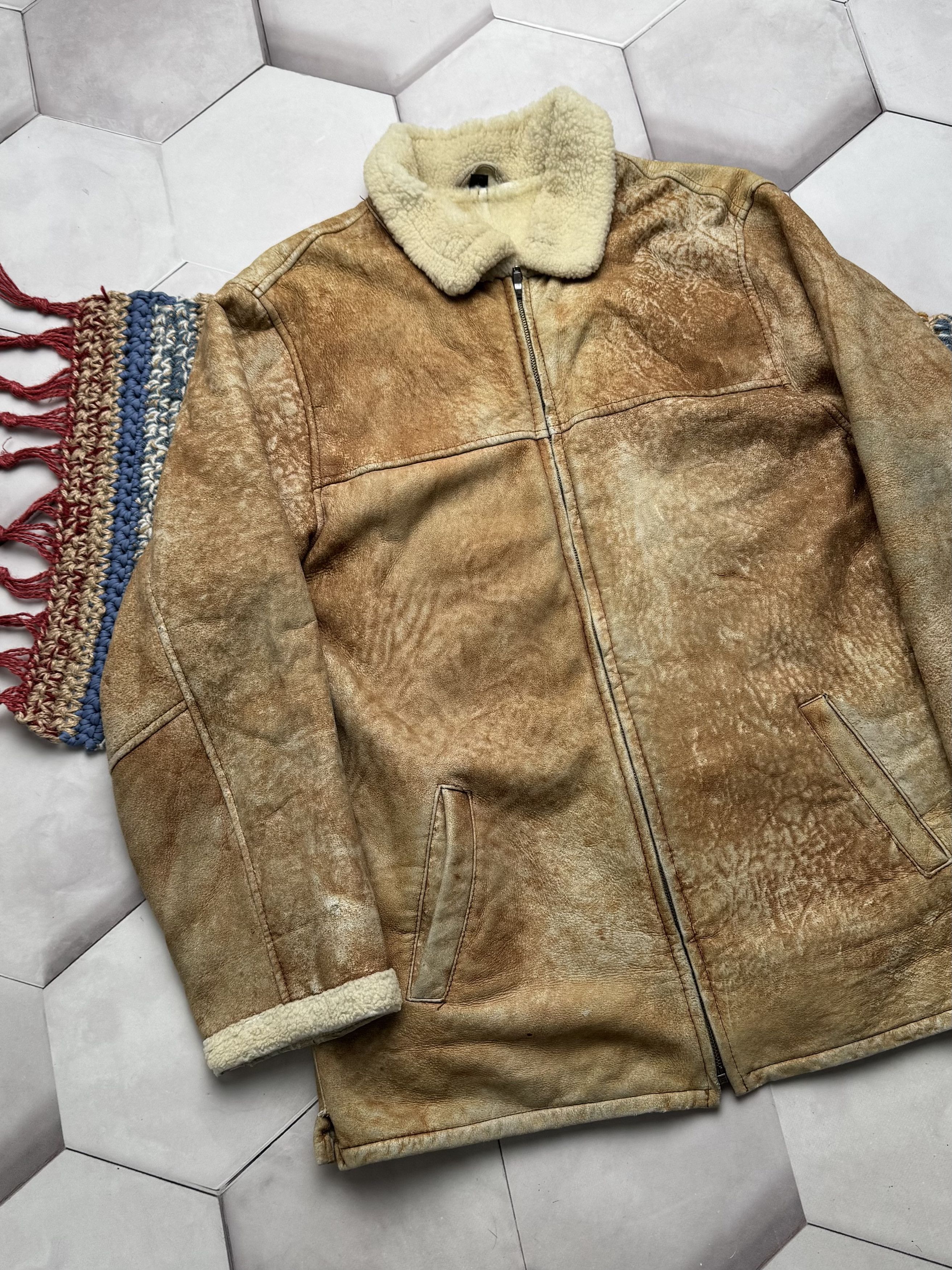 Japanese Brand Vintage Real Sheepskin Faded Jacket (E4) Size US M / EU 48-50 / 2 - 2 Thumbnail