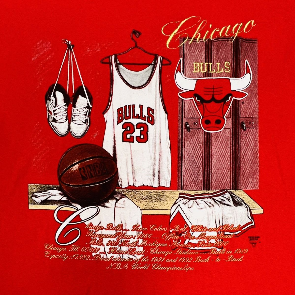 NBA × Nutmeg × Vintage Vintage 90s Michael JORDAN Chicago BULLS T-Shirt Made In USA Size US XL / EU 56 / 4 - 2 Thumbnail