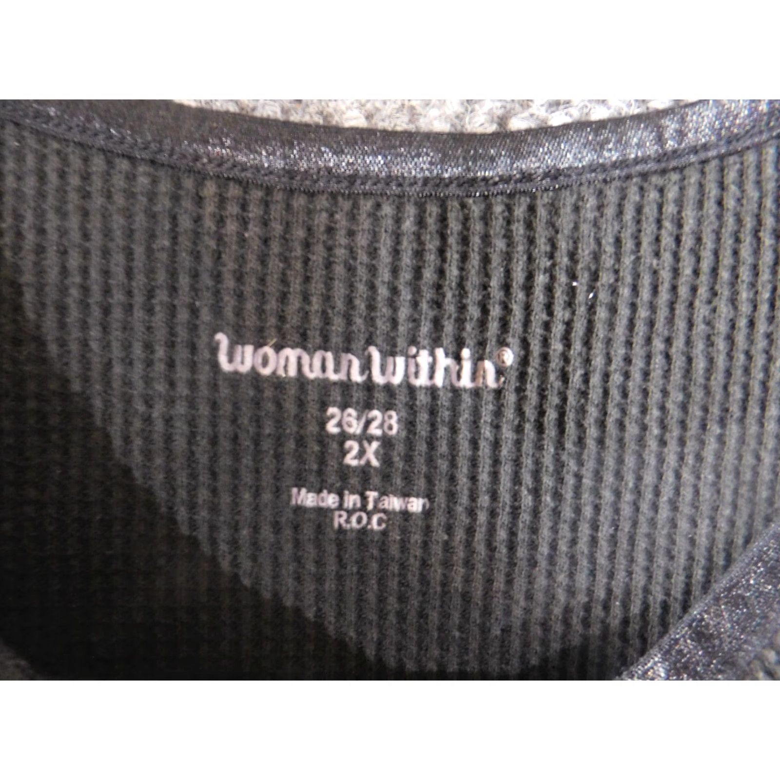 Vintage Woman Within Blouse 2X Black Crewneck Pullover Stretch Short Sleeve Casual Size XXL / US 16-18 / IT 52-54 - 5 Thumbnail