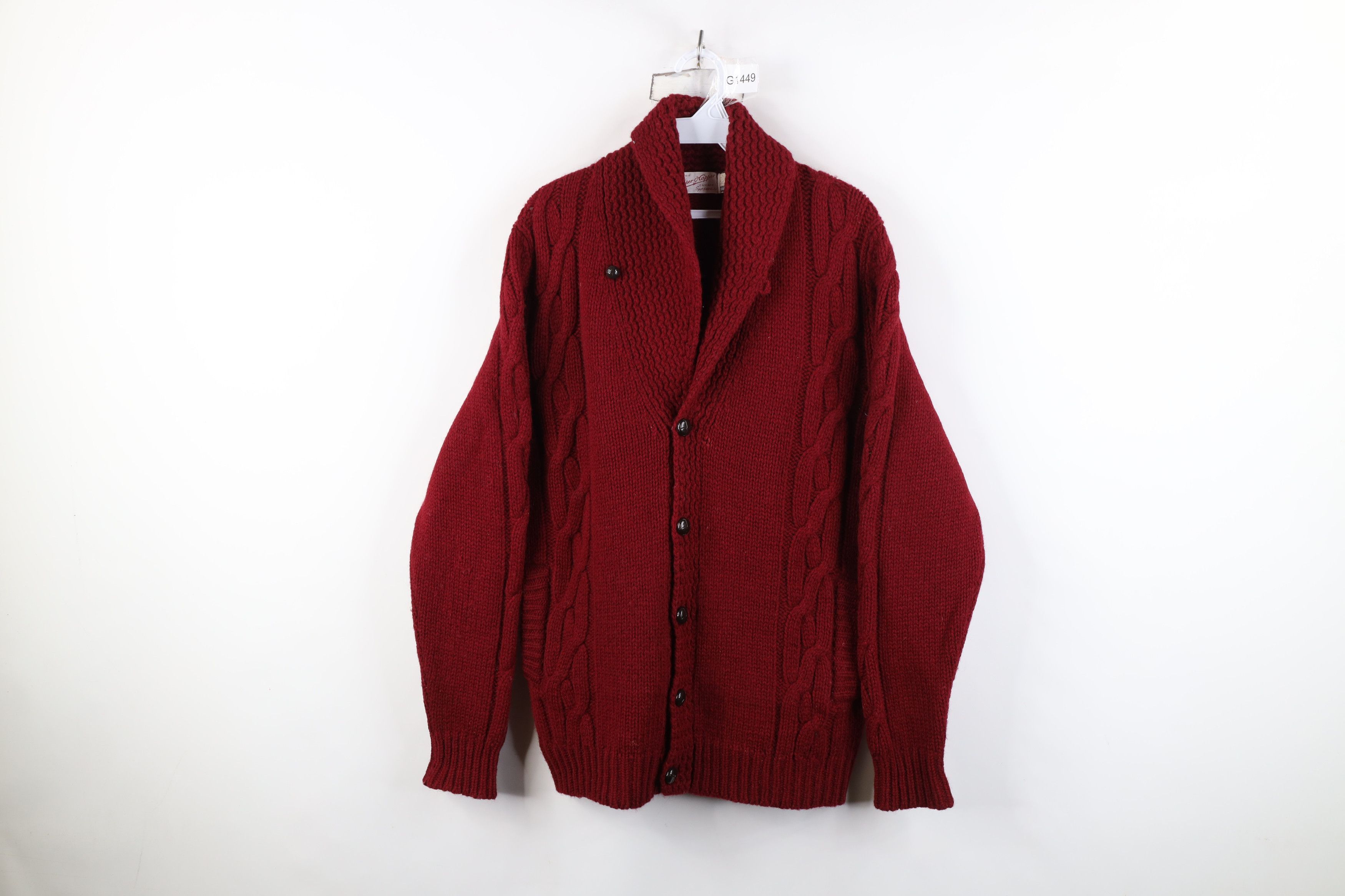 Vintage Vintage 50s 60s Streetwear Cable Shawl Cardigan Sweater USA Size US XL / EU 56 / 4 - 1 Thumbnail
