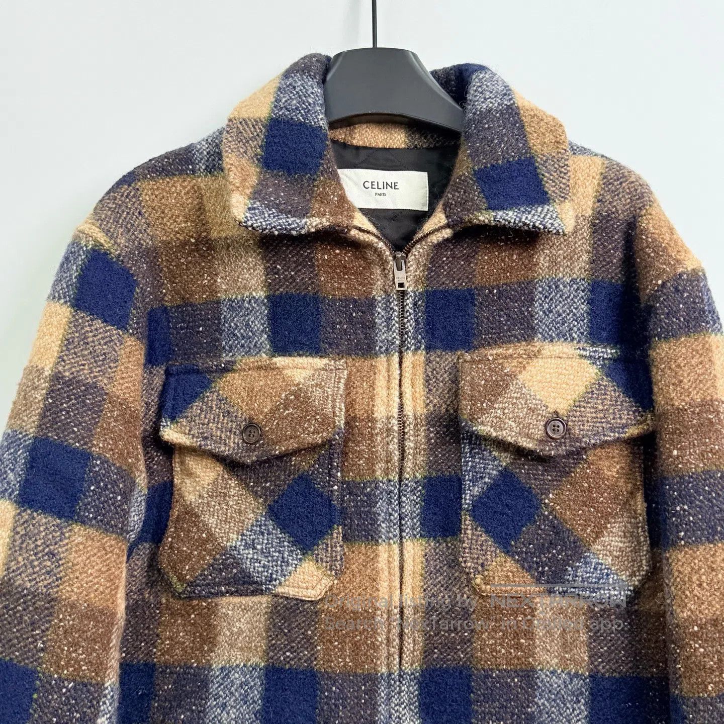 Celine CELINE Brown and Blue Plaid Wool Flannel Zip-Up Shirt Jack Size XS / US 0-2 / IT 36-38 - 2 Thumbnail