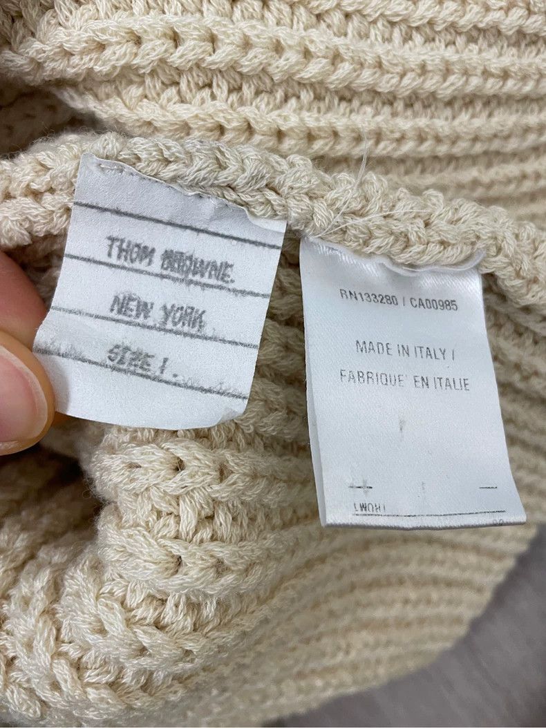 Thom Browne Thom browne Beige four-striped pure wool round-neck sweater Size US S / EU 44-46 / 1 - 6 Thumbnail