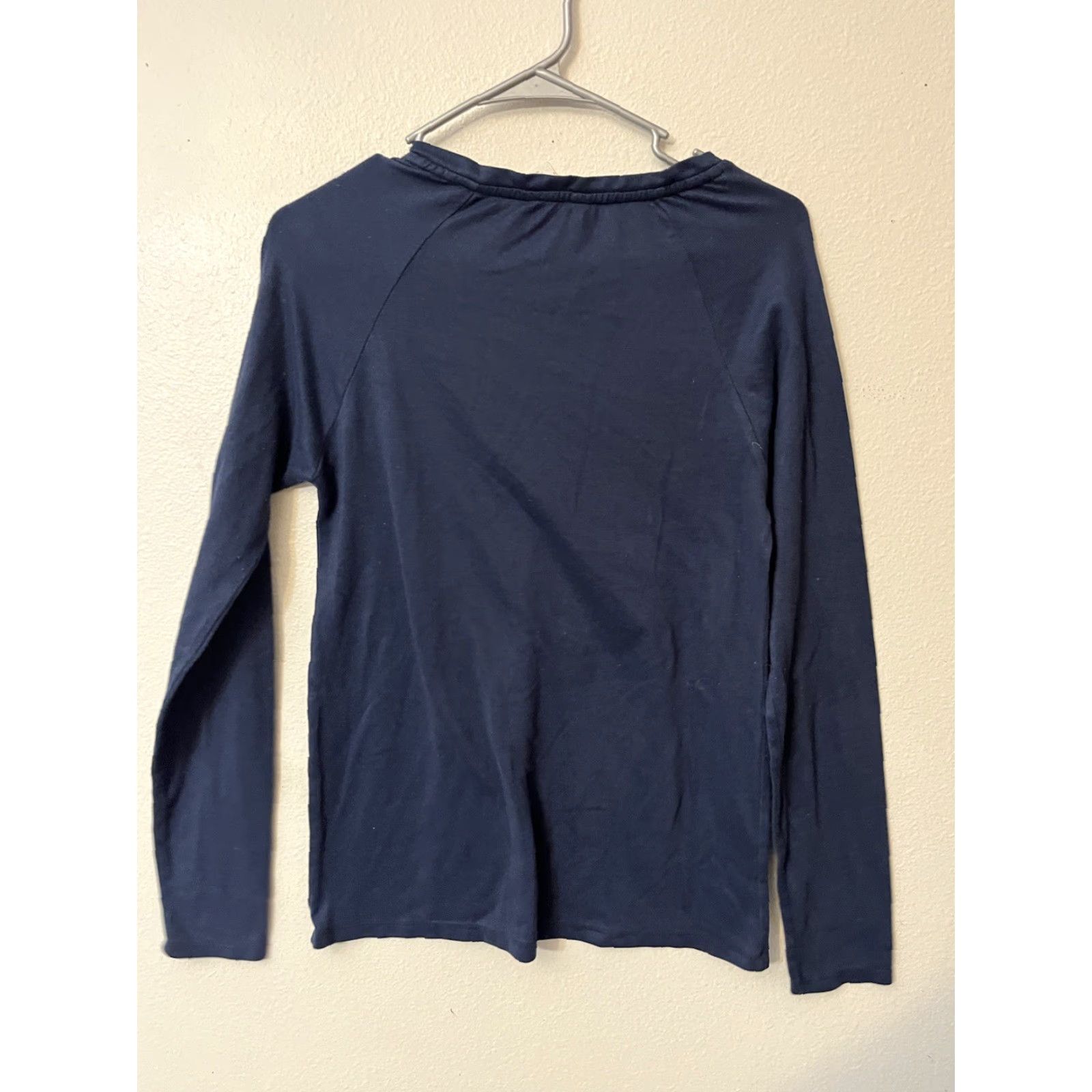 Lucky Brand Lucky Brand Sleep Shirt Medium Navy Blue V Neck Solid Long Sleeve Womens Size M / US 6-8 / IT 42-44 - 3 Thumbnail