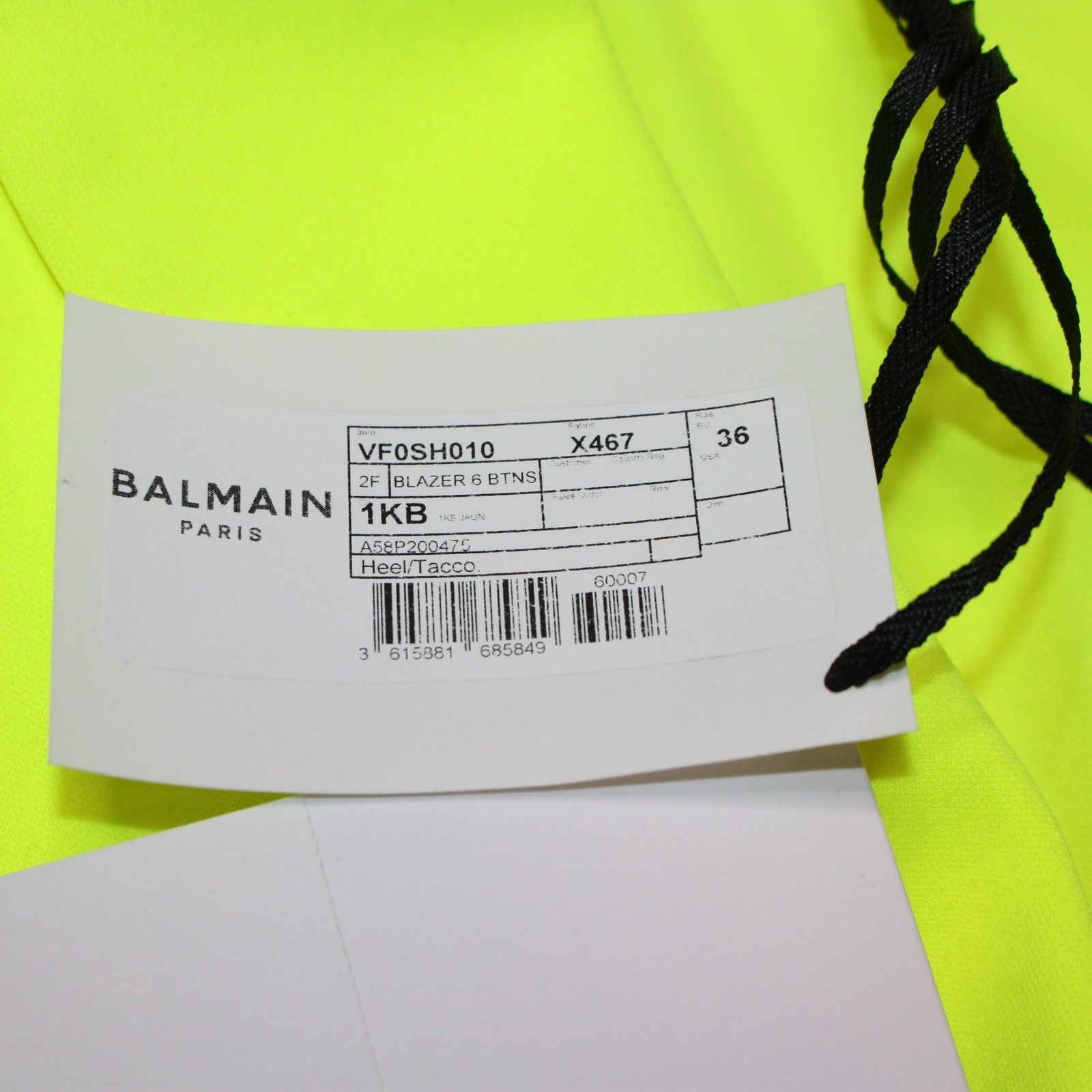Balmain Double Breasted Boyfriend Blazer in Neon Yellow US 4 $1995 Size XS / US 0-2 / IT 36-38 - 7 Thumbnail