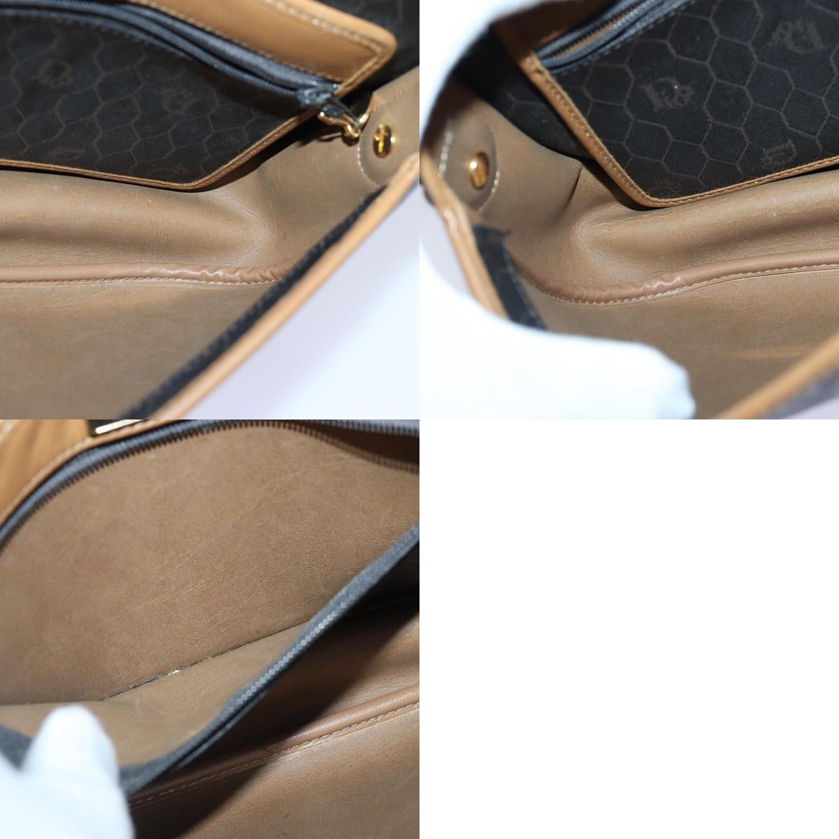 Dior DIOR Honeycomb Canvas Shoulder Bag Pvc Leather Black Gold Size ONE SIZE - 12 Thumbnail