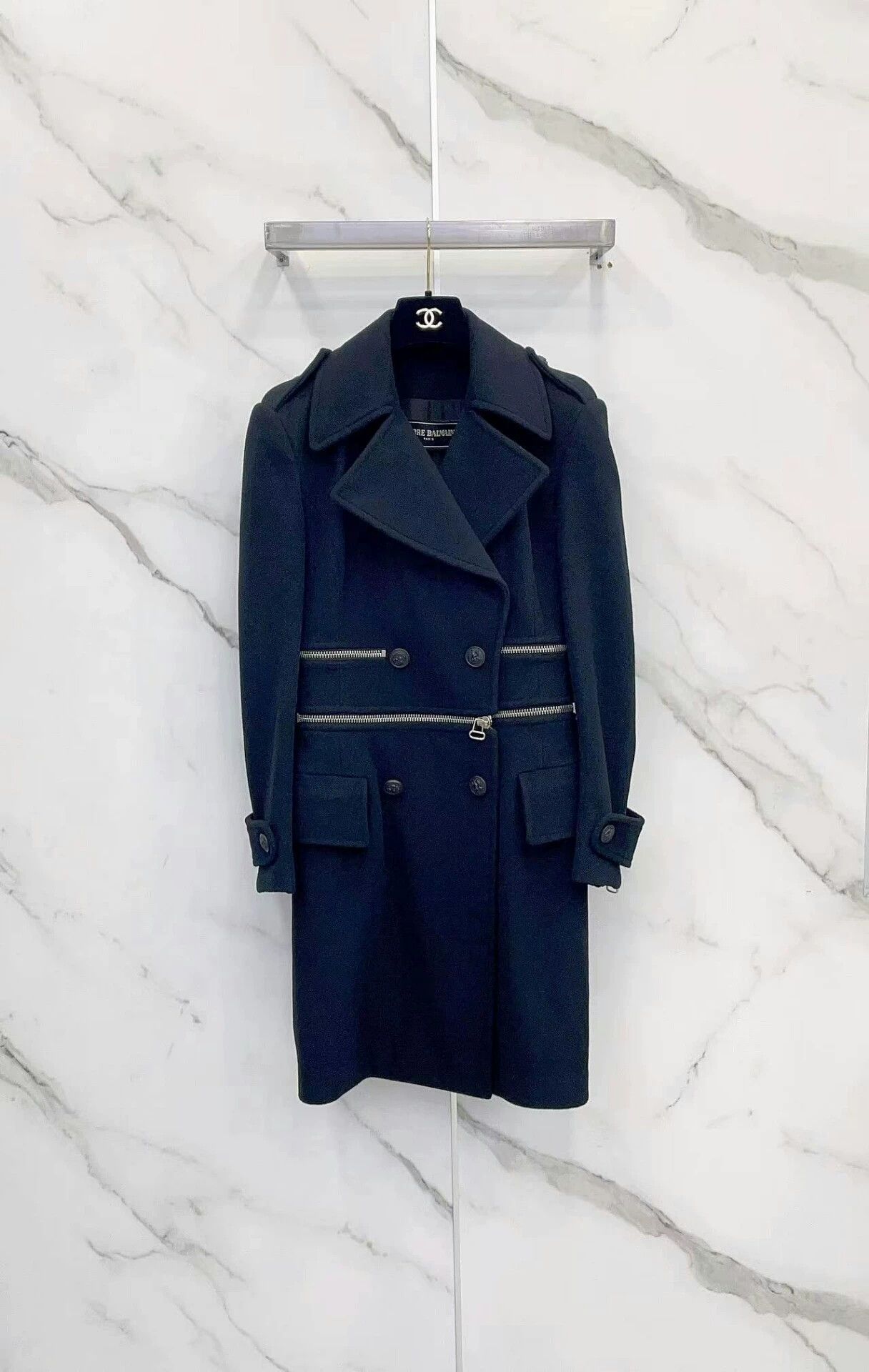 Balmain black wool peacoat by pierre balmain Size US S / EU 44-46 / 1 - 1 Thumbnail