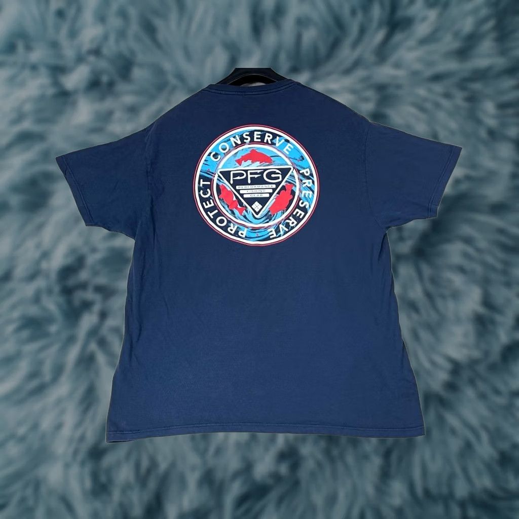 Vintage Columbia PFG Shirt Mens XL Blue Short Sleeve Graphic Logo Pullover Fish Size US XL / EU 56 / 4 - 1 Thumbnail