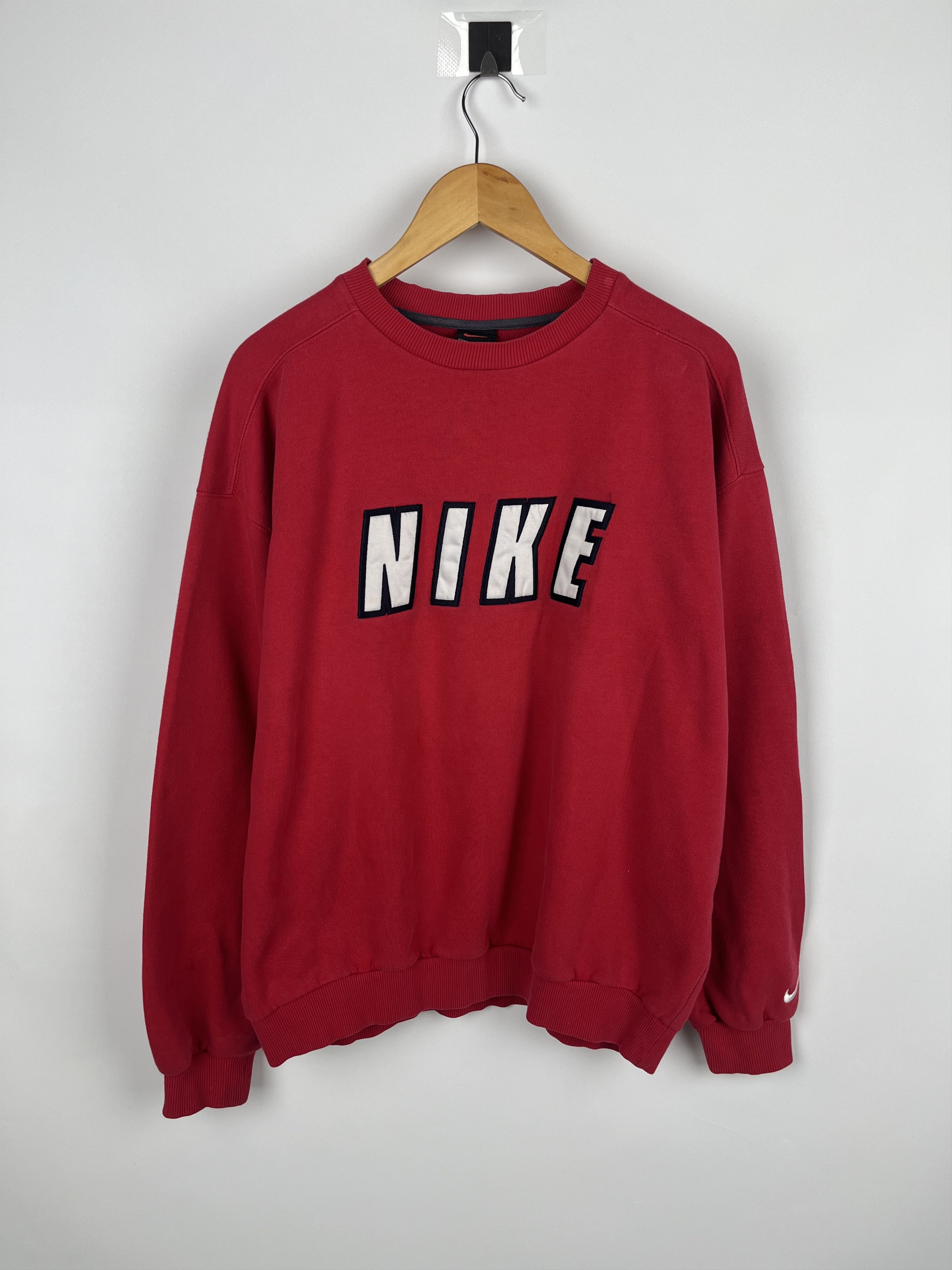 Nike Nike Vintage 90s Spell Out Sweatshirt Size XL Red Size US XL / EU 56 / 4 - 1 Thumbnail