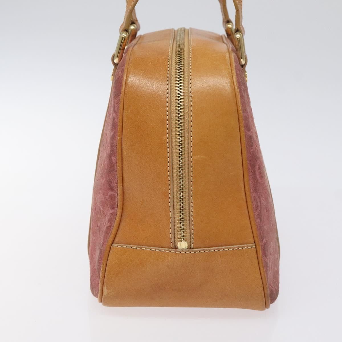 Celine CELINE C Macadam Canvas Hand Bag Suede Pink Gold Size ONE SIZE - 5 Thumbnail