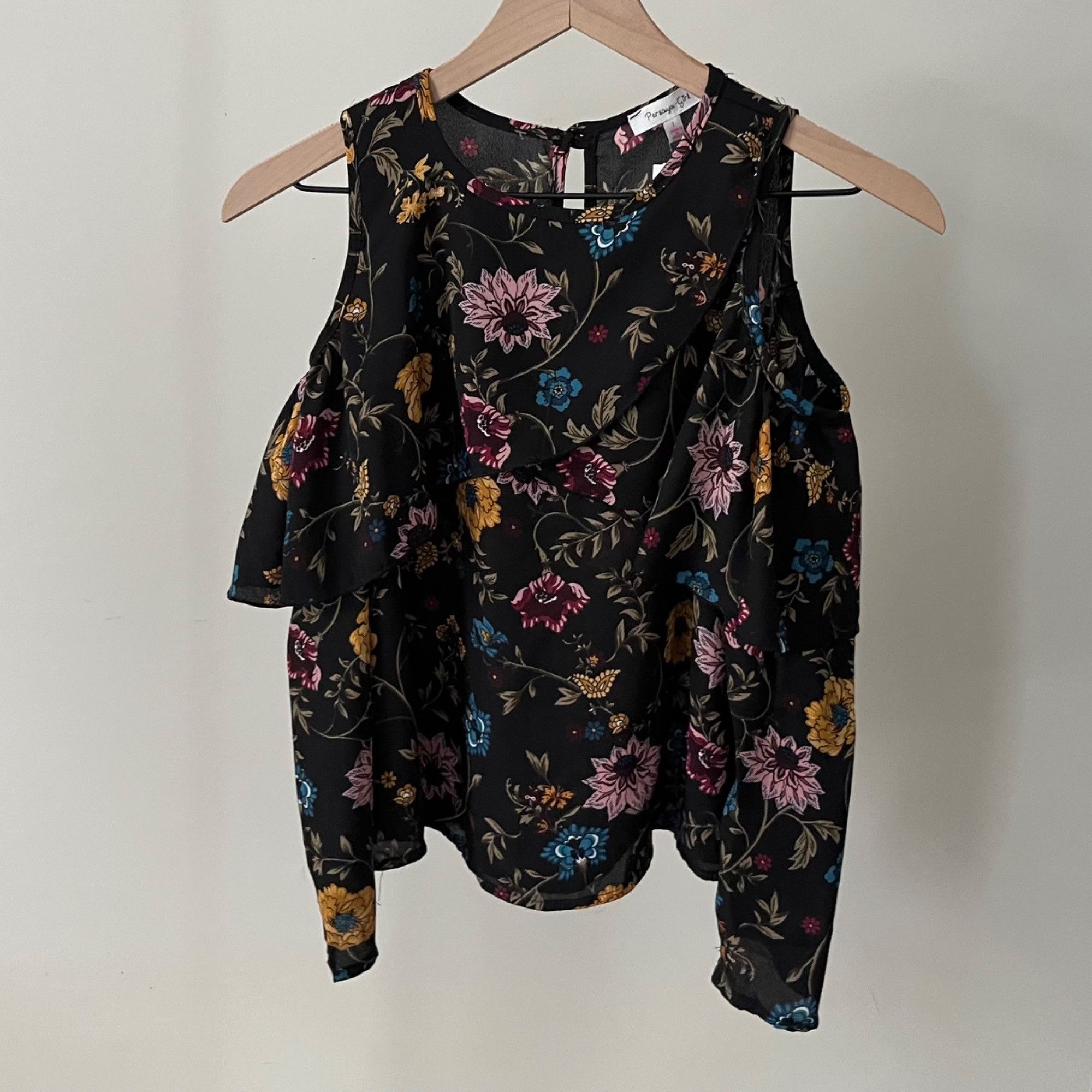 Other Persaya Girl Kaity Flounce Cold Shoulder Woven Top Size L / US 10 / IT 46 - 1 Thumbnail