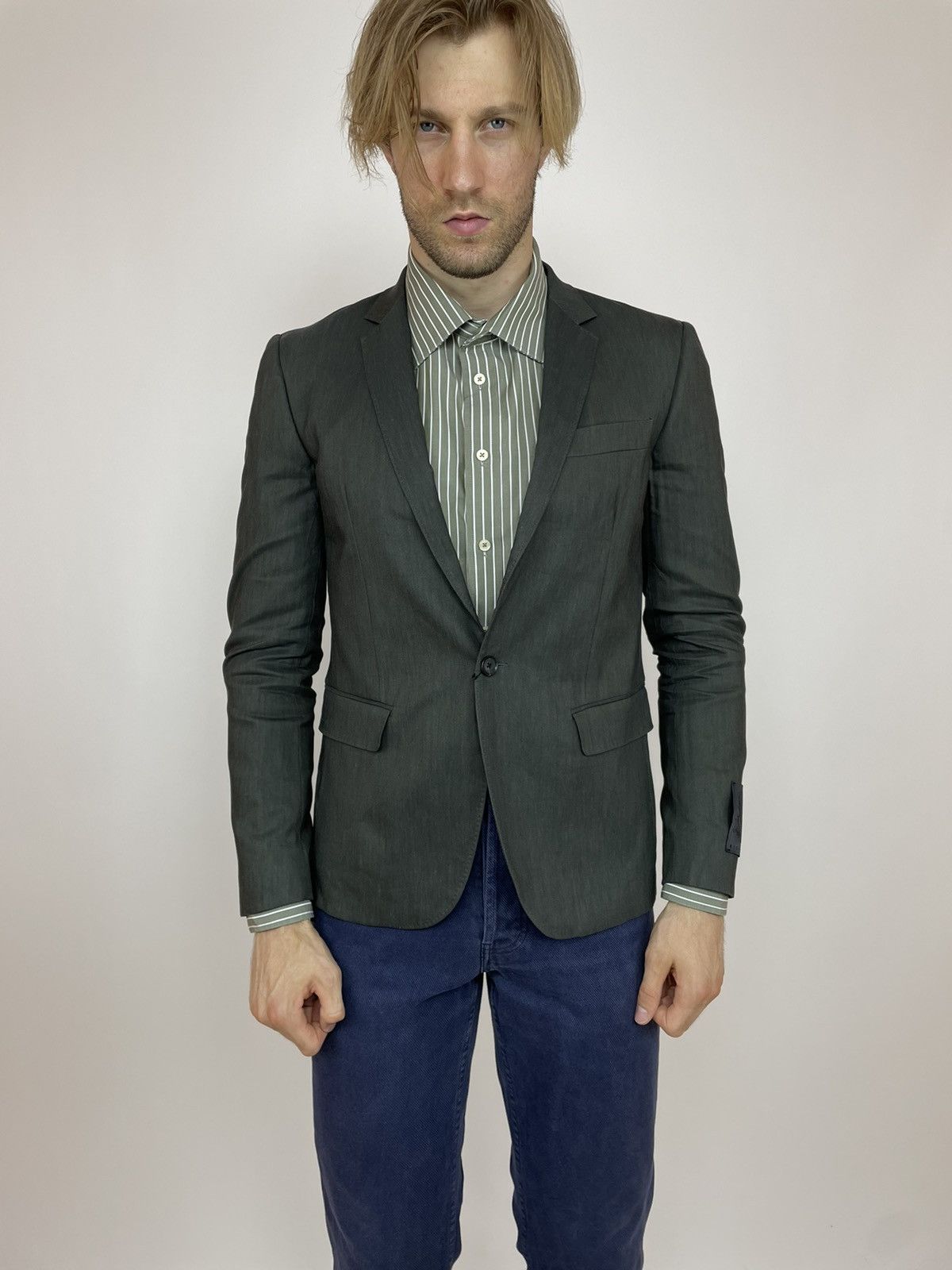 John Richmond JOHN RICHMOND LINEN BLAZER One Button Mens size 48 Size 48R - 1 Thumbnail