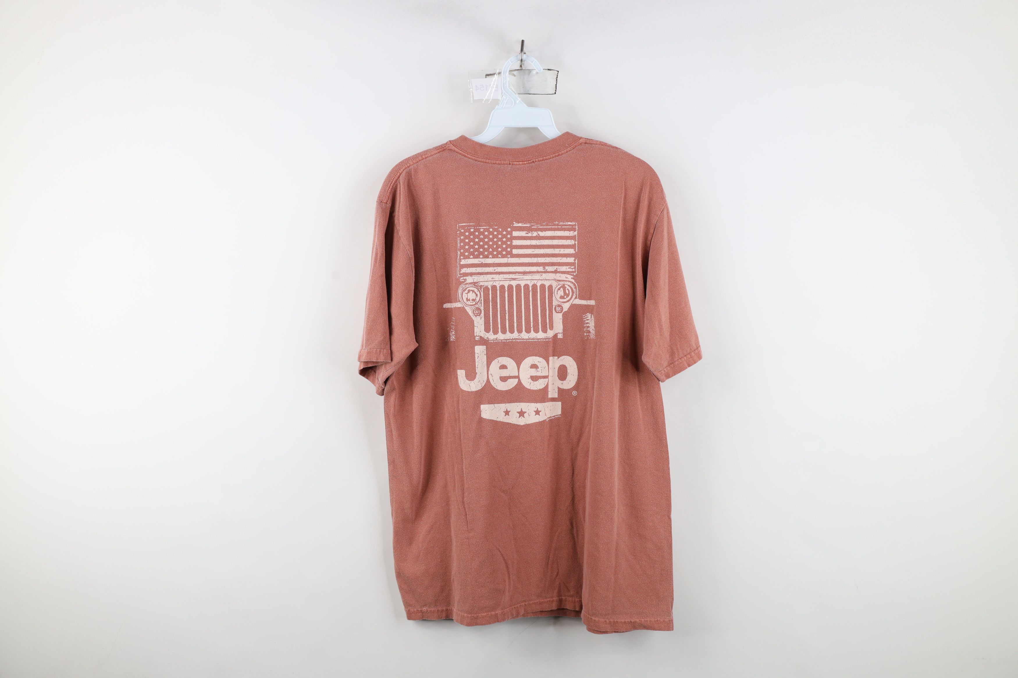 Vintage Vintage 90s Y2K Pigment Dye Jeep Motors T-Shirt Red Orange Size US M / EU 48-50 / 2 - 14 Thumbnail
