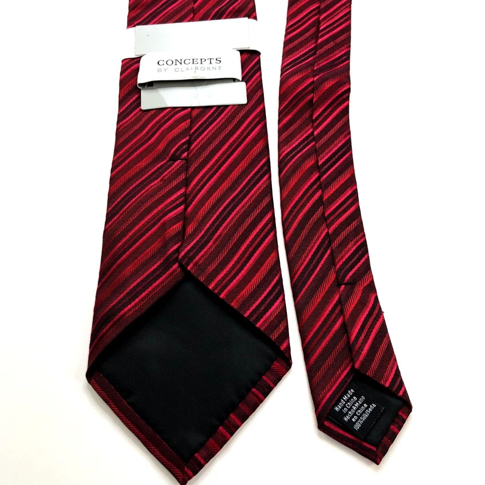 Liz Claiborne VINTAGE Claiborne Tie Mens 100% Silk Red Striped 3.5" / 57 In Adult Size ONE SIZE - 6 Thumbnail