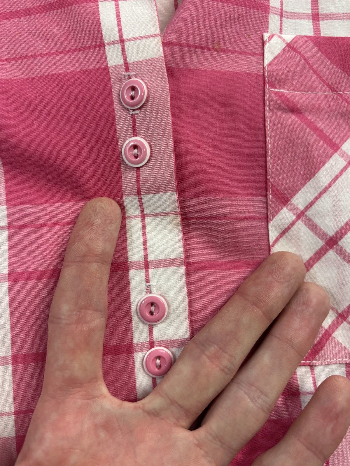 Vintage 80s Vintage Pink Plaid Polo Shortsleeve Koret Union Made 50s Size US XS / EU 42 / 0 - 7 Thumbnail