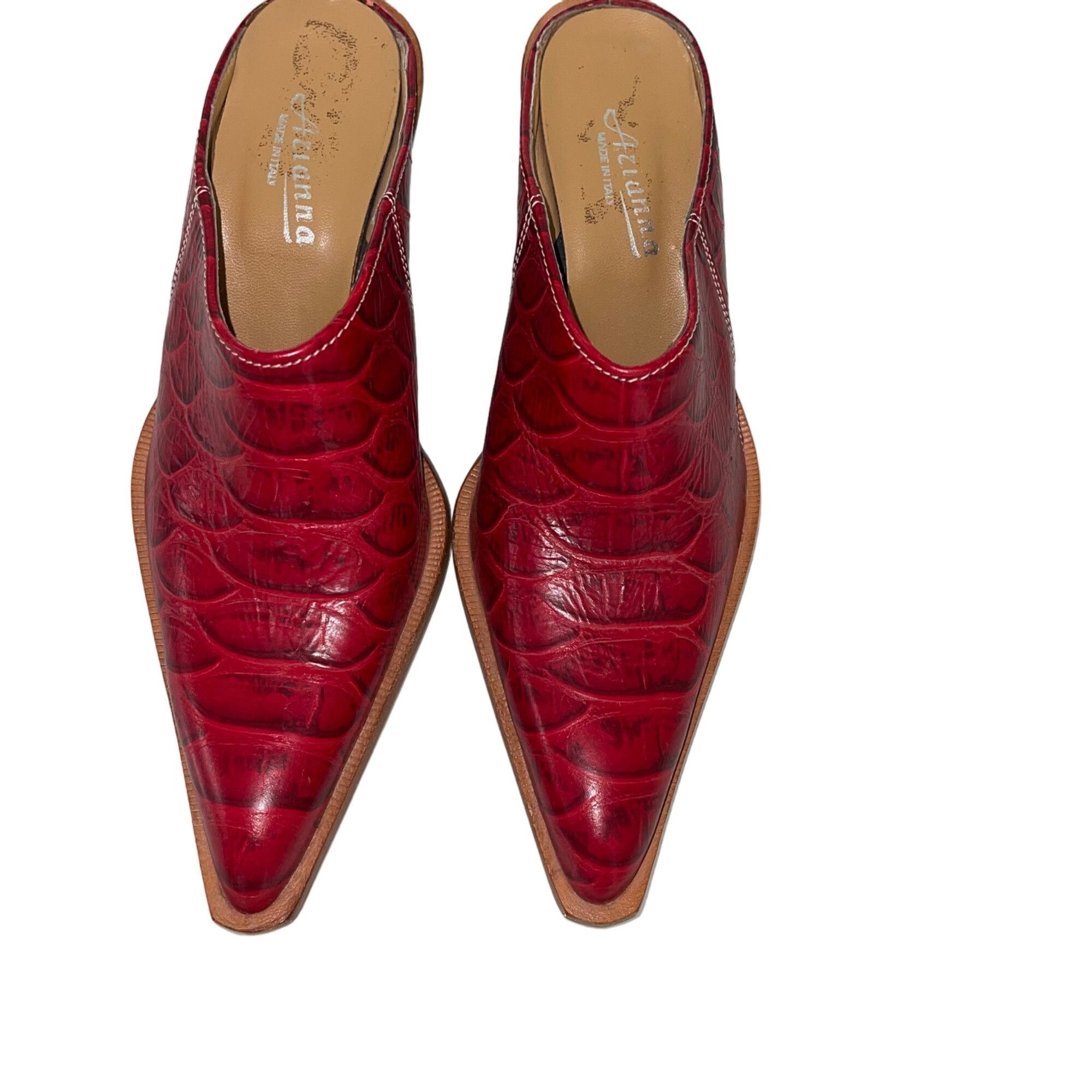 Vintage Arianna Vintage Womens Mules Size 36 Red Leather Size US 6 / IT 36 - 2 Thumbnail