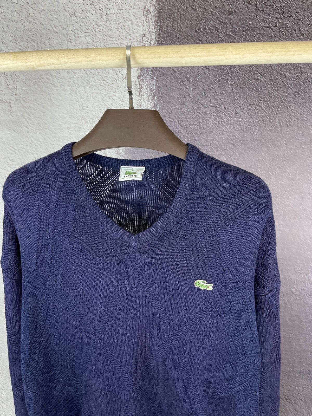 Lacoste × Vintage Lacoste vintage 90s knitwear v-neck sweater pattern logo Size US XXL / EU 58 / 5 - 6 Thumbnail