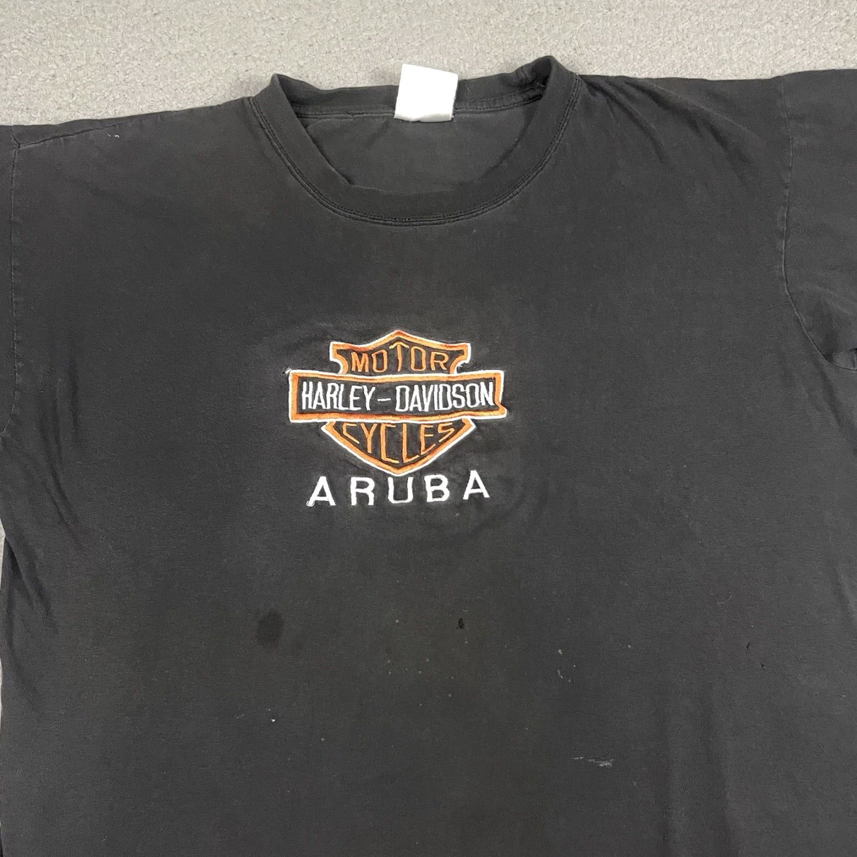 Harley Davidson VINTAGE Harley-Davidson T Shirt Adult XL Black Embroidered Motorcycle Aruba Vtg Size US XL / EU 56 / 4 - 2 Thumbnail