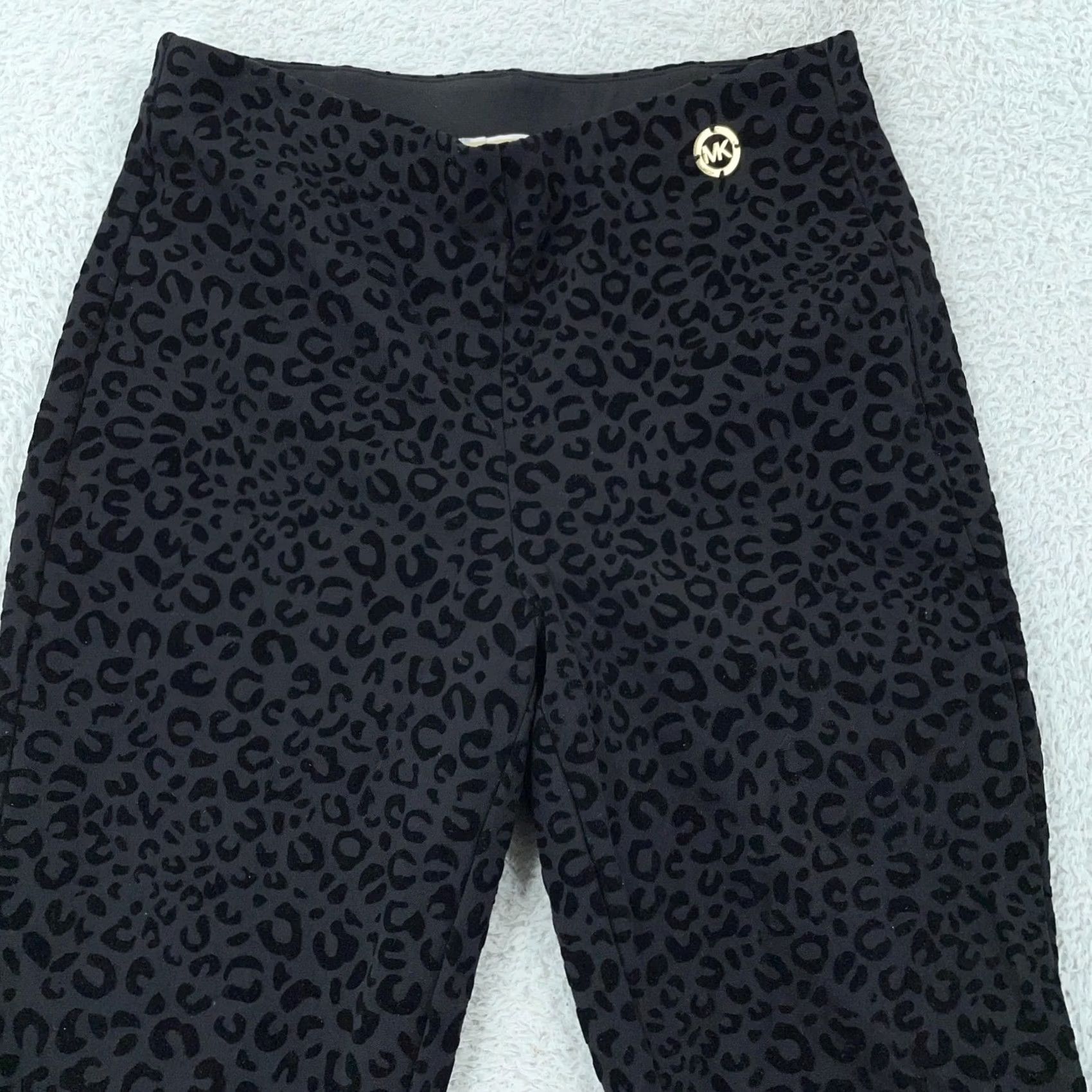 Michael Kors Michael Kors Leggings Womens Small Black Leopard Print Pull On Pants Size 28" / US 6 / IT 42 - 2 Thumbnail