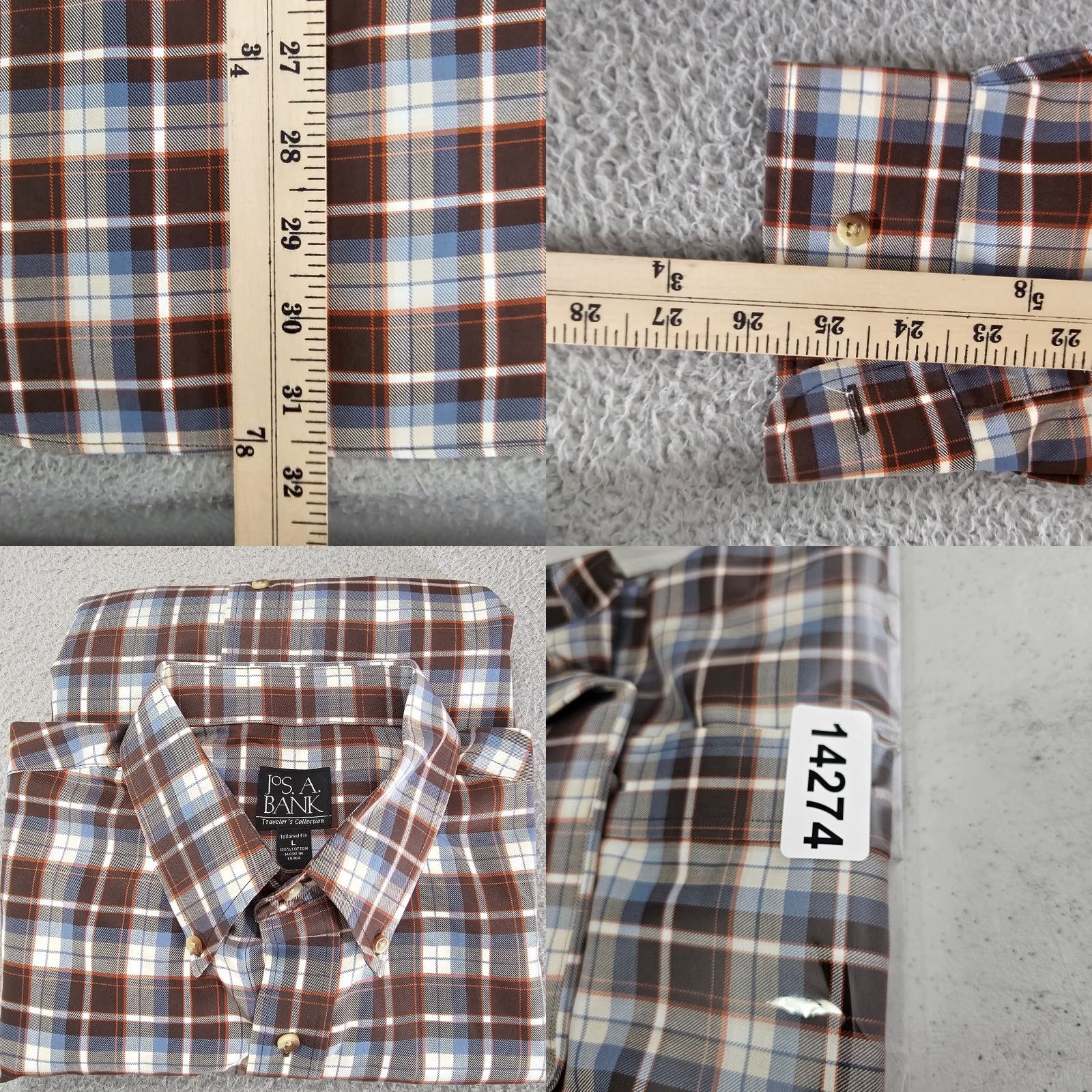 Jos. A. Bank Jos. A. Bank Shirt Mens L Brown Plaid Traveler Woven Cotton Long Sleeve Button-Up Casual Workwear 90s? Size US L / EU 52-54 / 3 - 8 Thumbnail