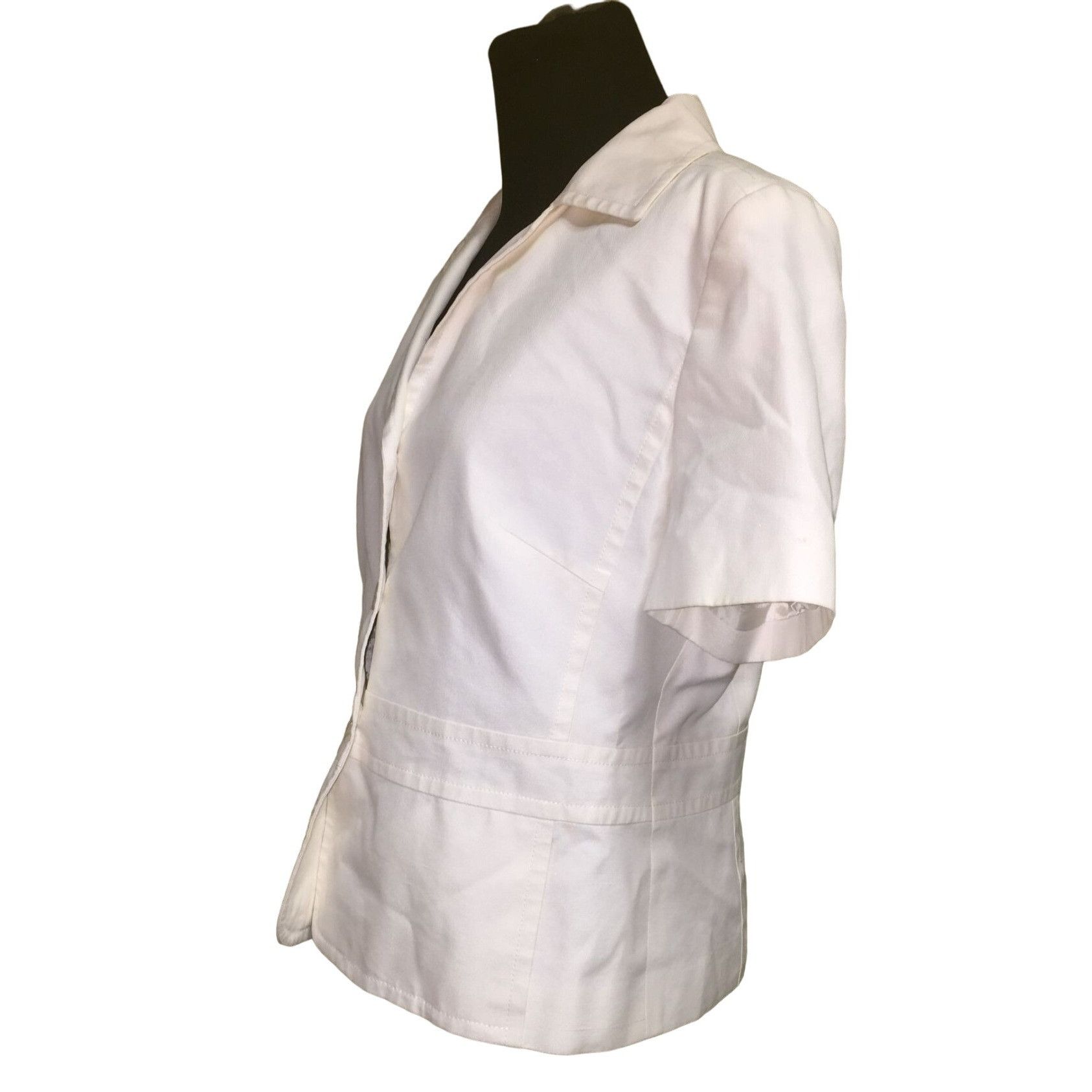 Louis Feraud Louis Feraud Women's White Buttoned & Collared Shirt Size 10 Size L / US 10 / IT 46 - 3 Thumbnail