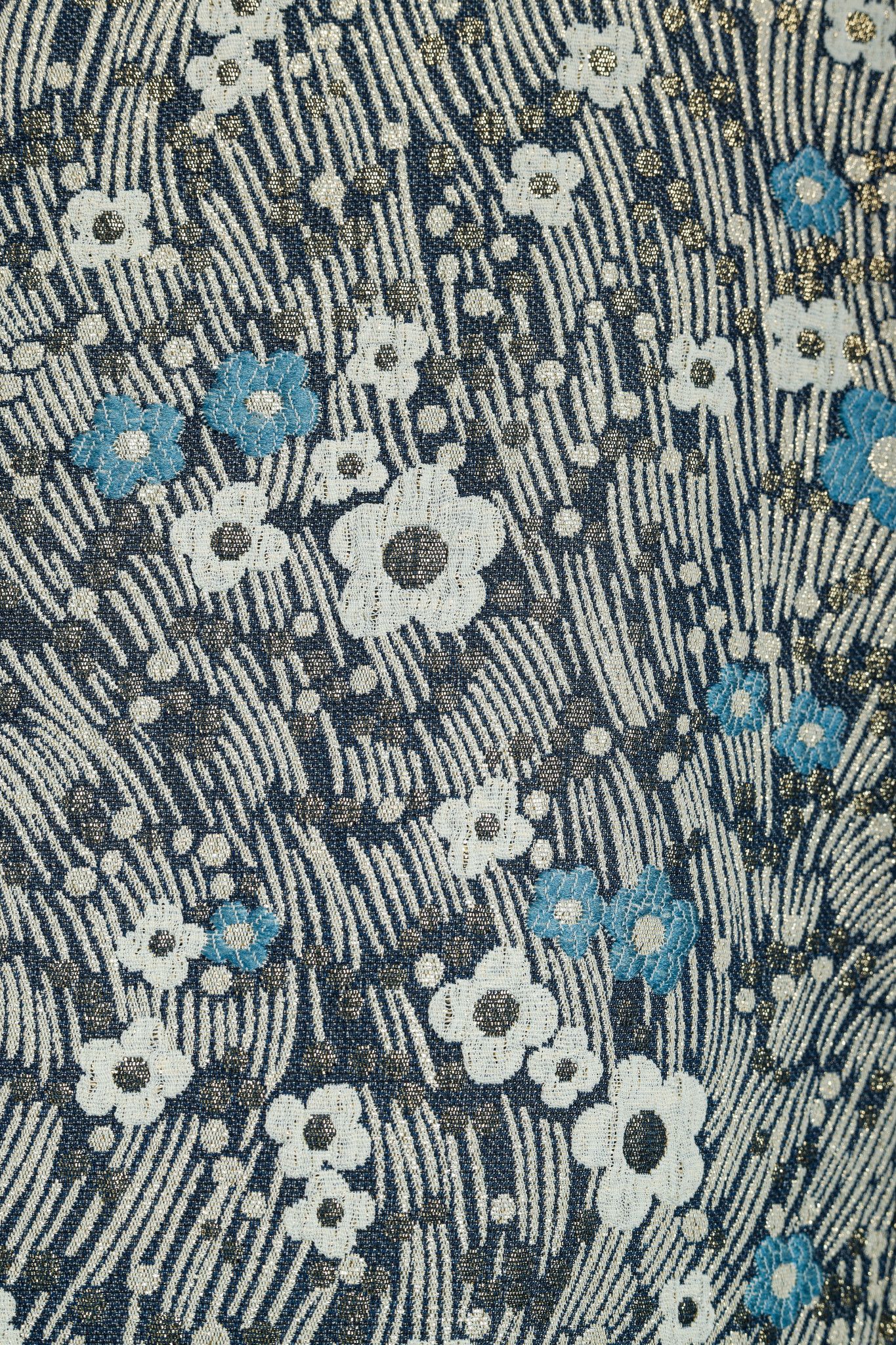 Chloe Chloe Blue and Gold Floral Brocade Boxy Cropped Jacket Size M / US 6-8 / IT 42-44 - 7 Thumbnail
