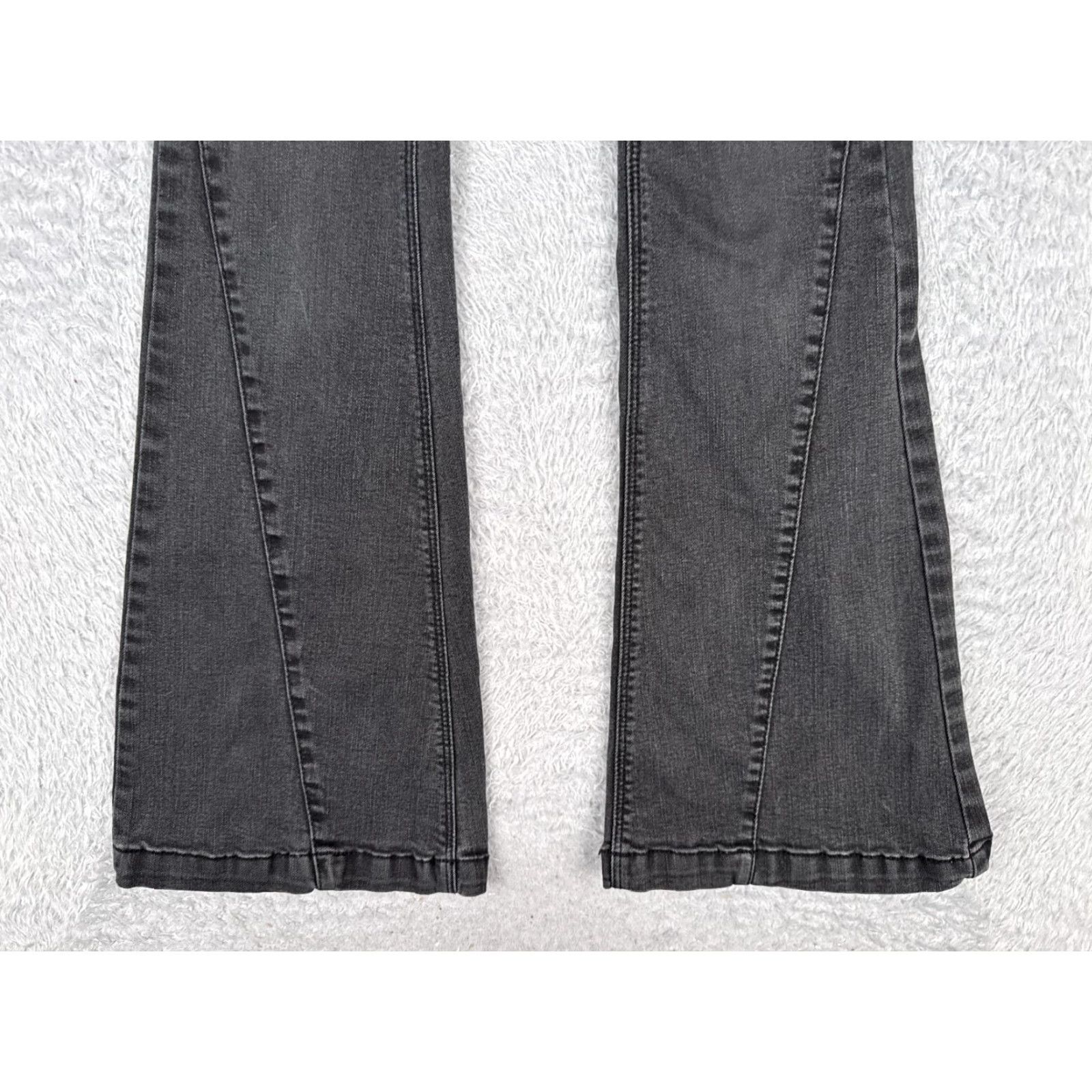 Vintage Ban Jara Jeans Womens 0 Black Denim Wide Flare Cotton Blend Mid Rise 24x30 Size 25" / US 0 / IT 36 - 2 Thumbnail