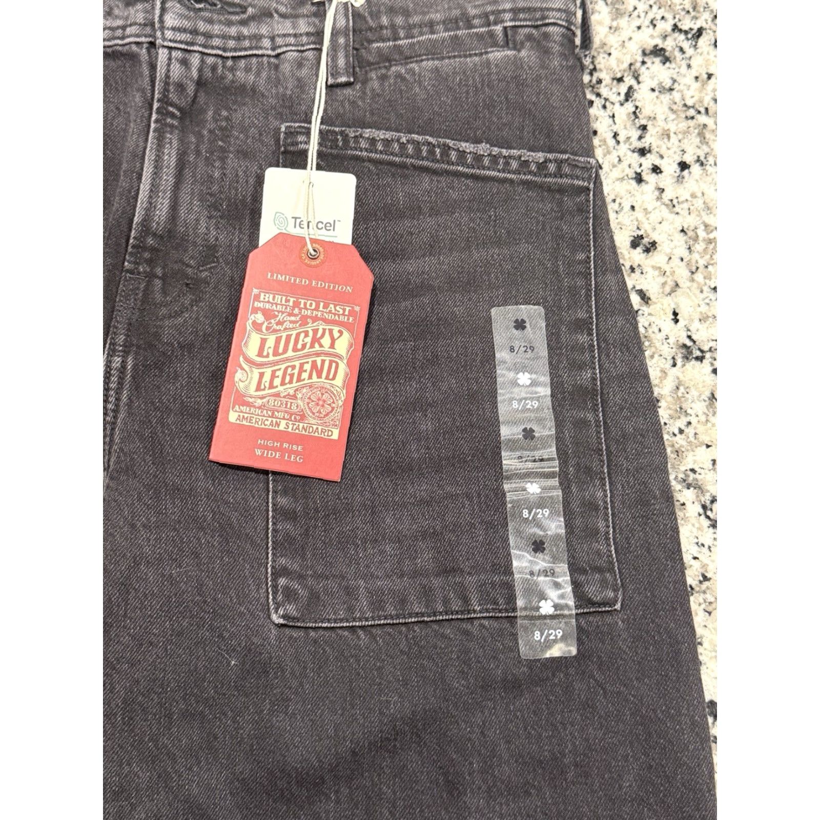 Lucky Brand NWT Lucky Brand Legend Womens 8/29 High Rise Wide-Leg Cropped Black Jeans Size 30" / US 8 / IT 44 - 2 Thumbnail