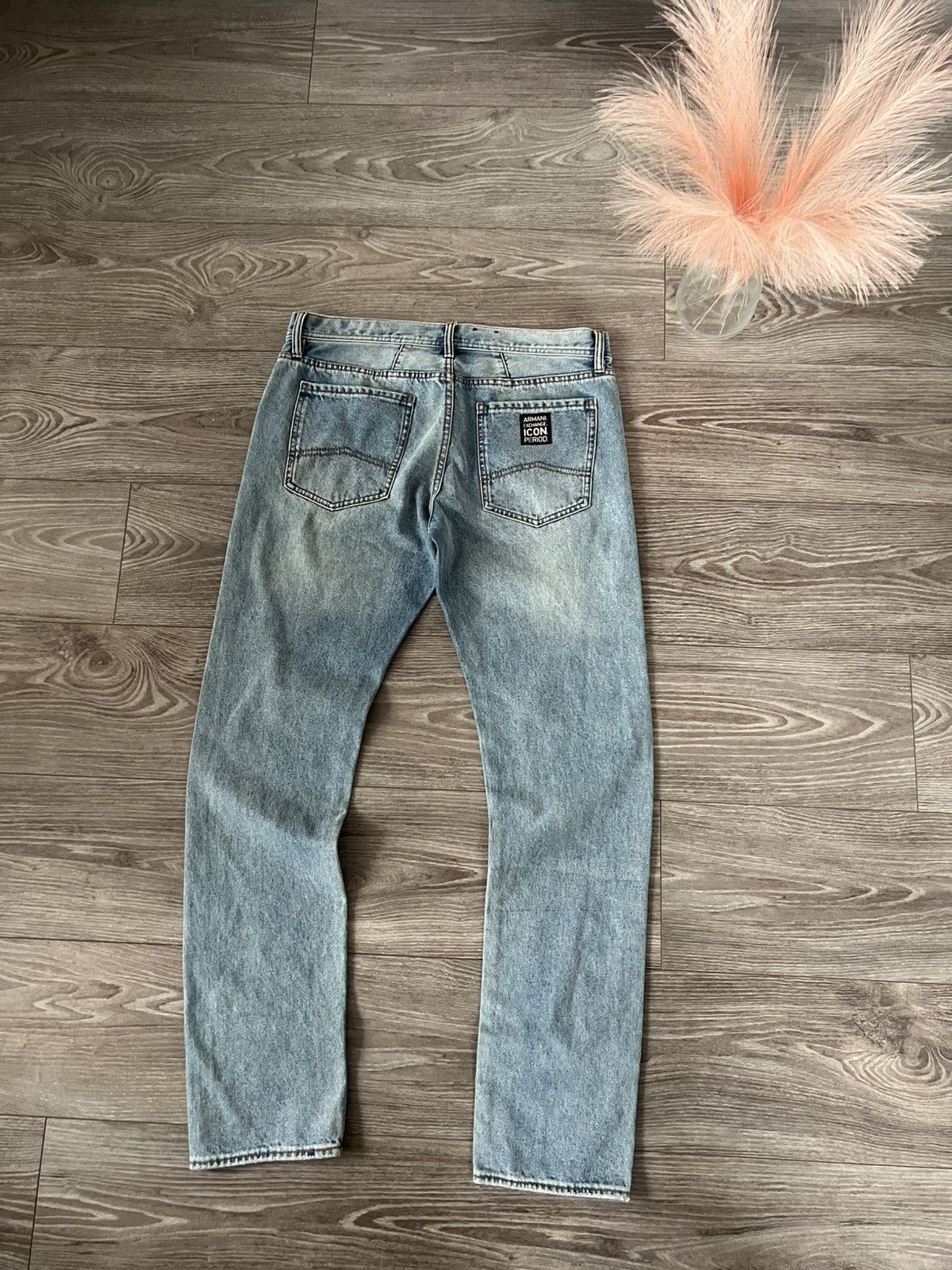 Armani Exchange × Designer ‼️Armani Excange J13 Icon Period Box Logo Denim Jeans‼️ Size US 33 - 1 Thumbnail