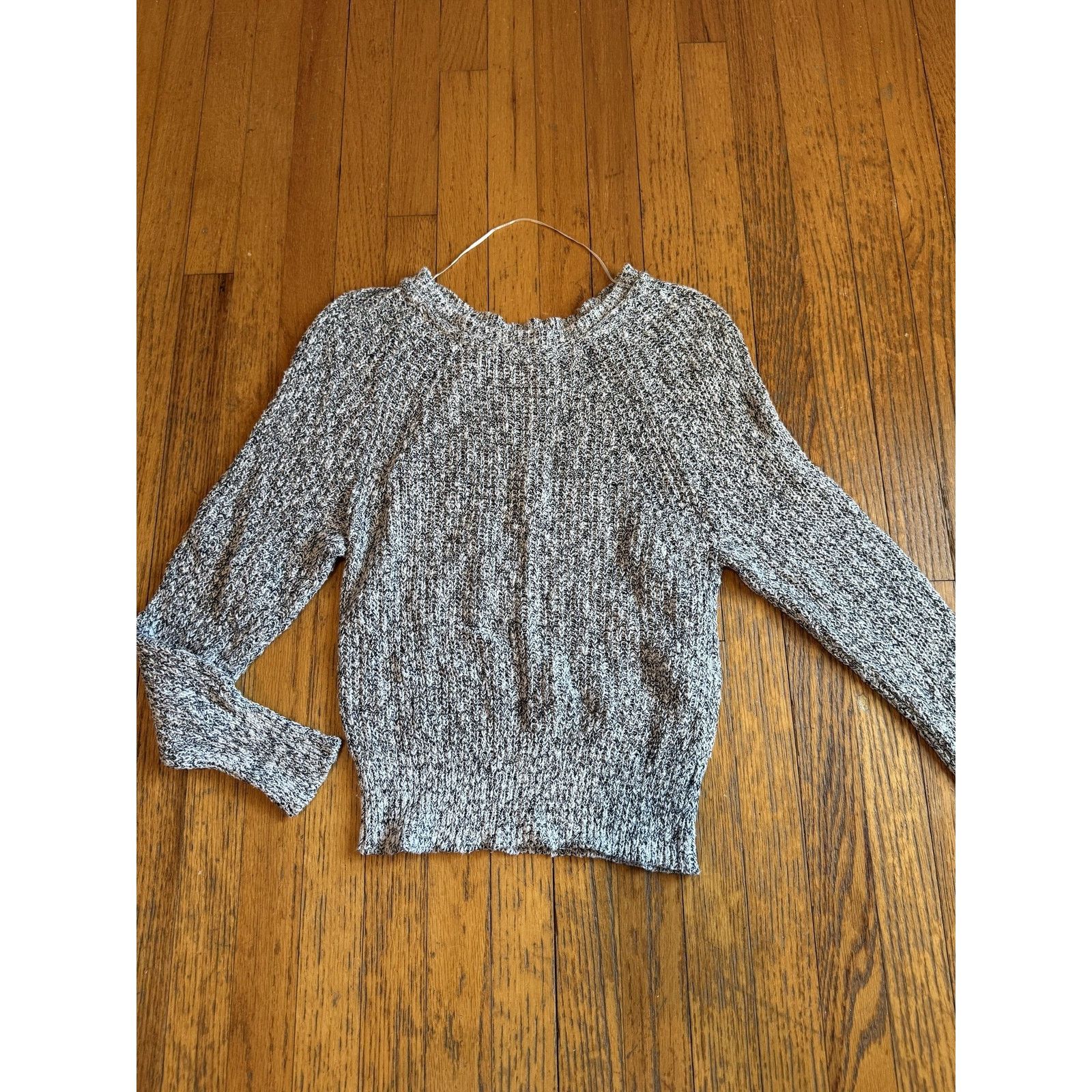 Free People Free People Sweater XS Black White Marled Ribbed Crewneck Size XS / US 0-2 / IT 36-38 - 1 Thumbnail