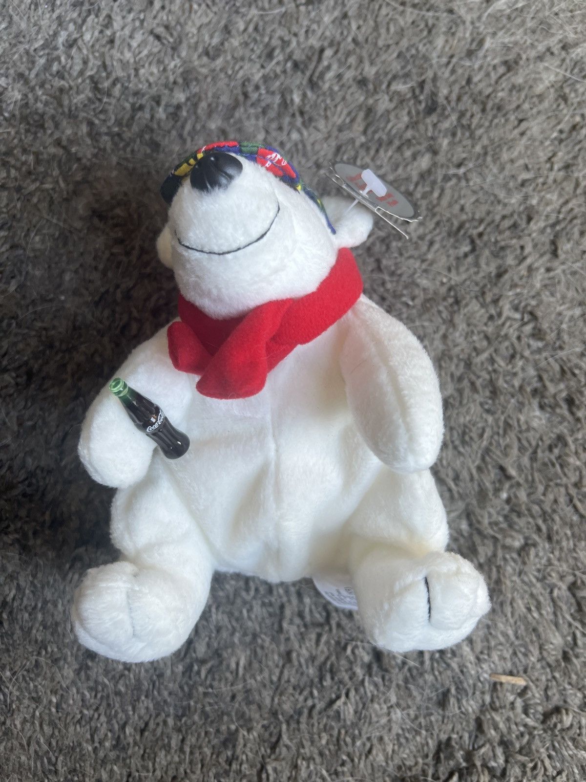 Coca Cola 1998 Coca-Cola Polar Bear In Checker Cap And Scarf Plush Size ONE SIZE - 1 Thumbnail